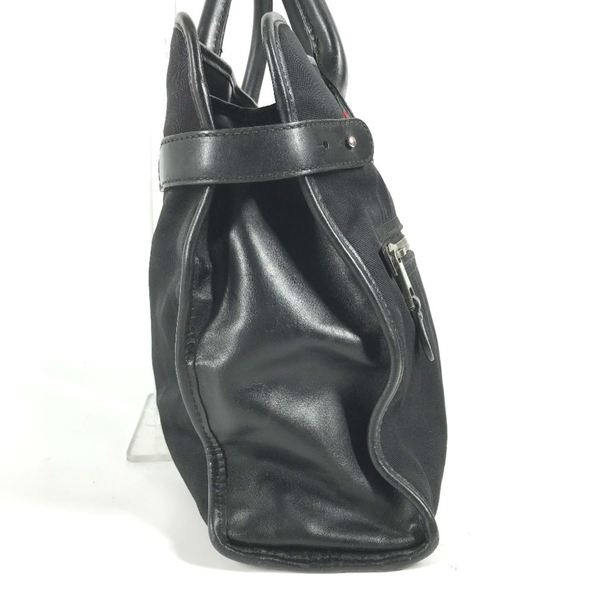 Gucci Black Nylon Leather Handbag Tote Bag (Pre-Owned)