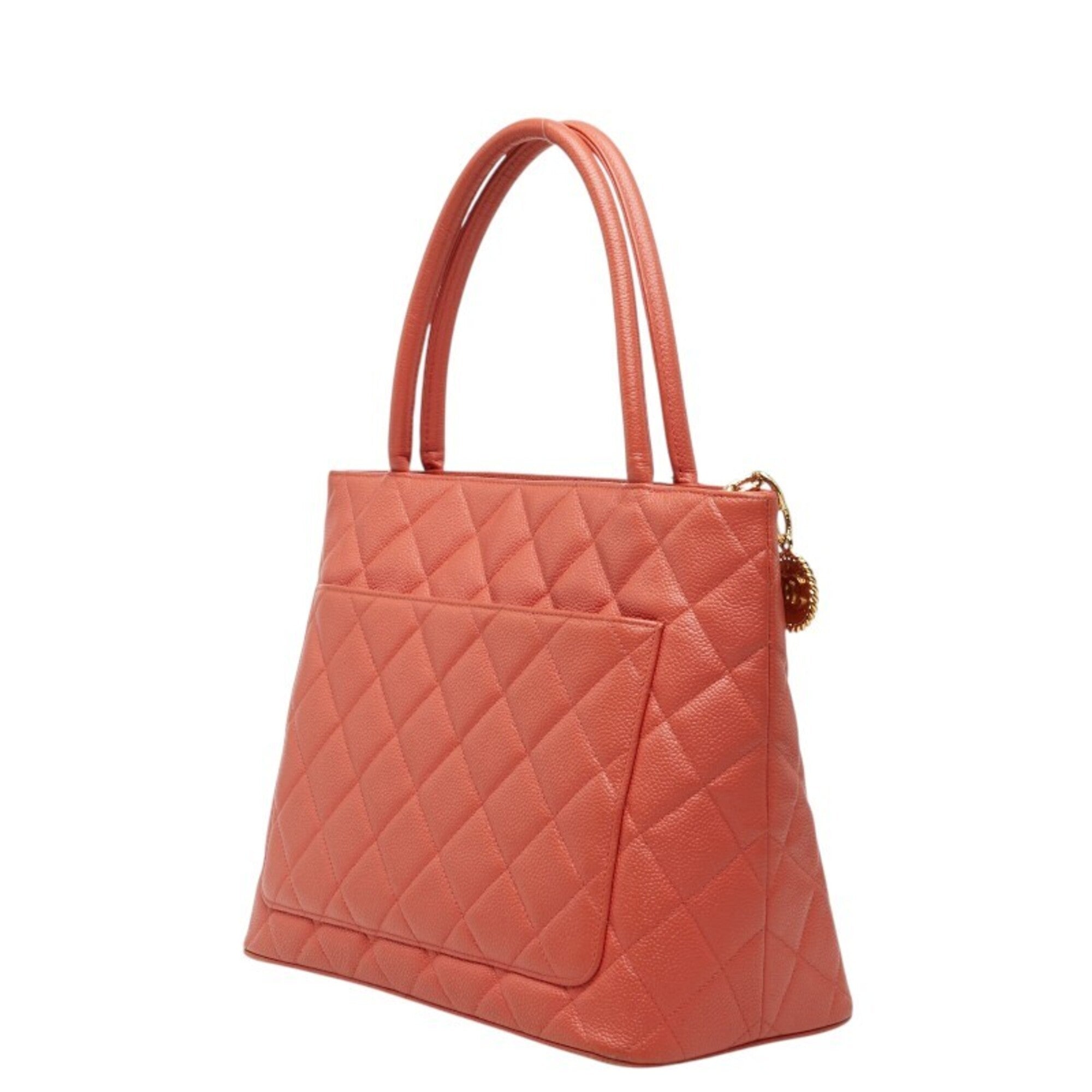 Chanel Matelasse Orange Grained Calfskin Handbag Tote Bag (Pre-Owned)