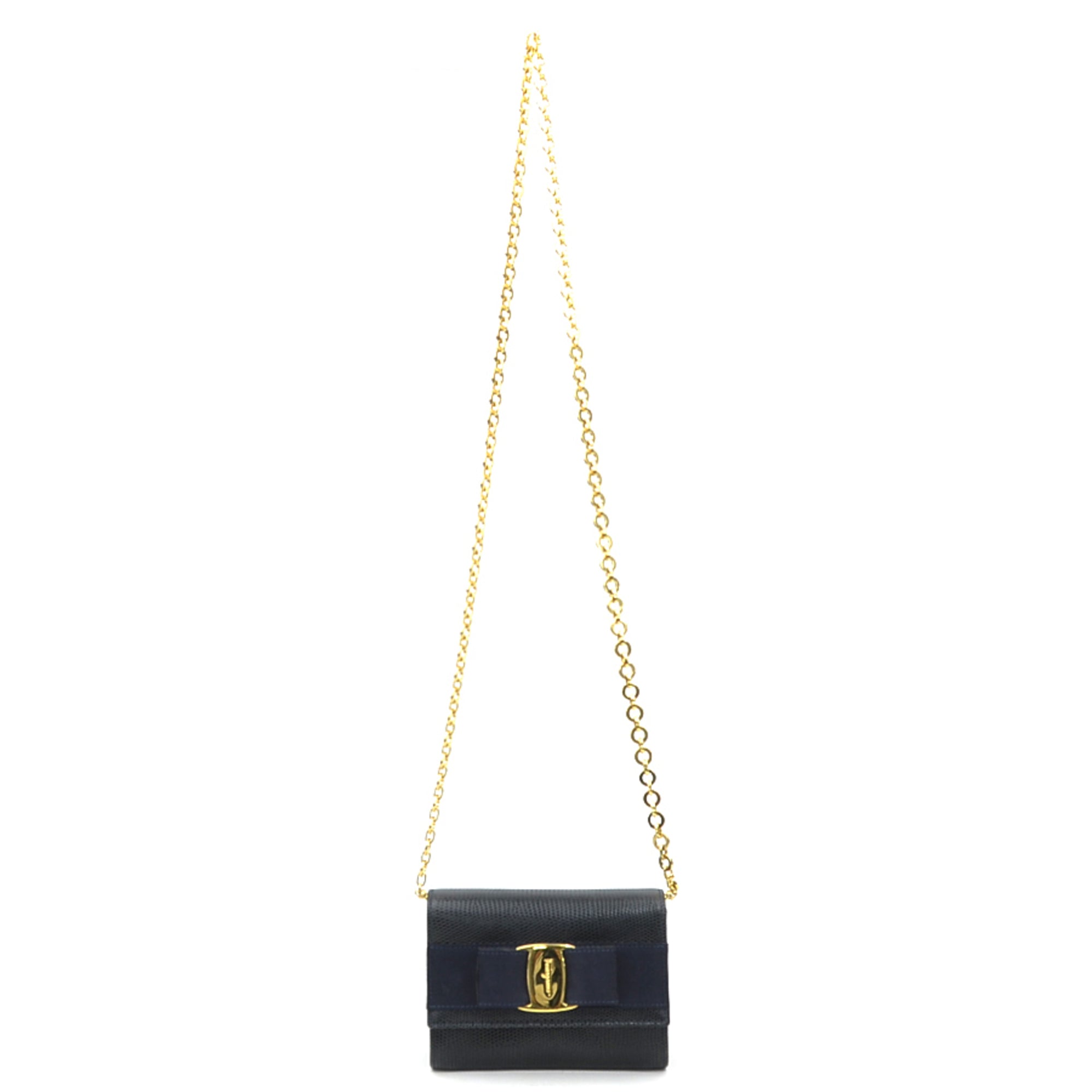 Salvatore Ferragamo Navy Leather Shoulder Bag (Pre-Owned)