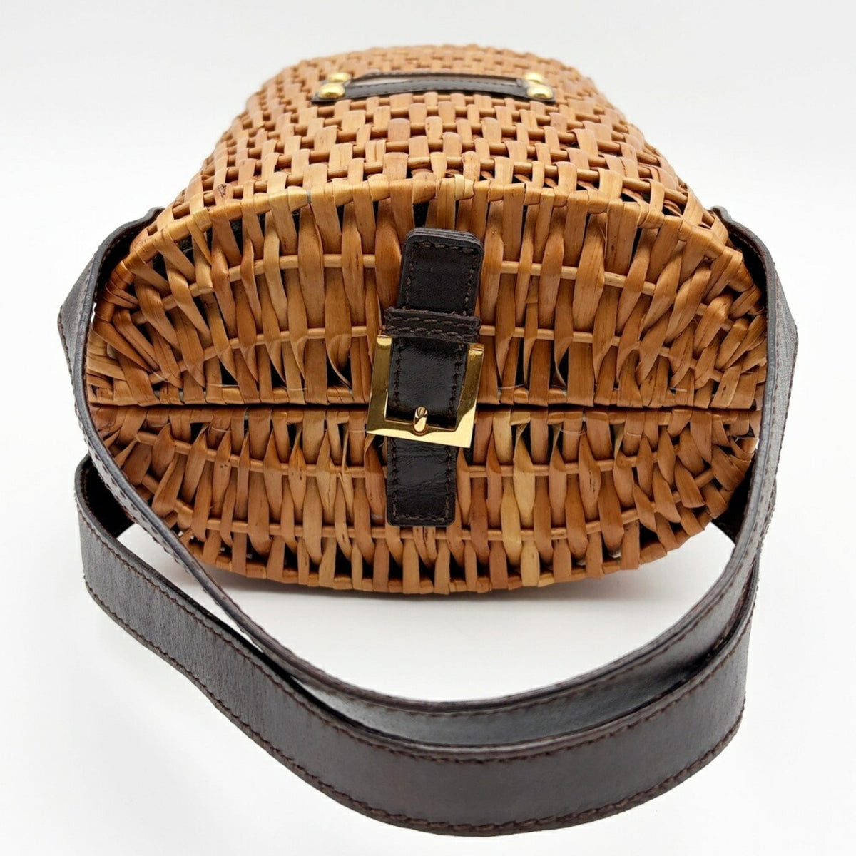 Fendi Brown Dark Brown Wisteria Vine Leather Basket (Pre-Owned)