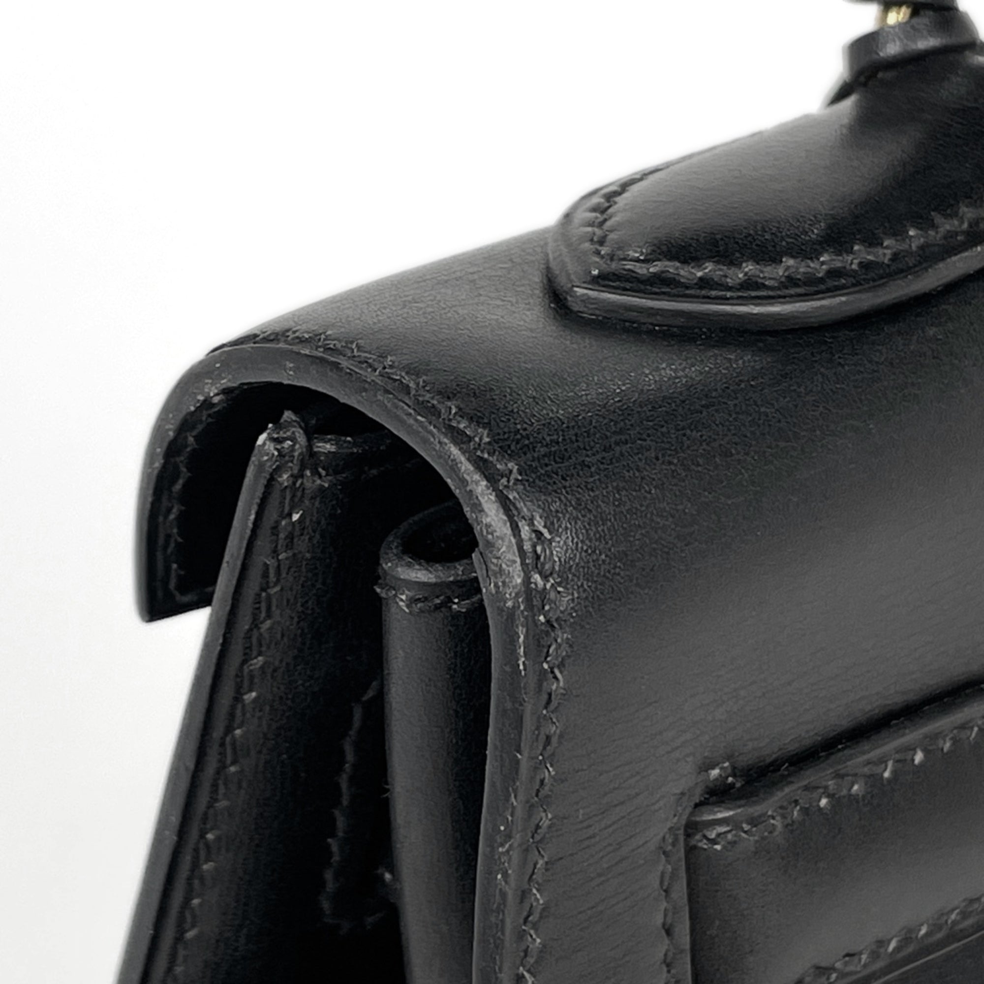 Hermes Black Box Calf Leather Handbag (Pre-Owned)