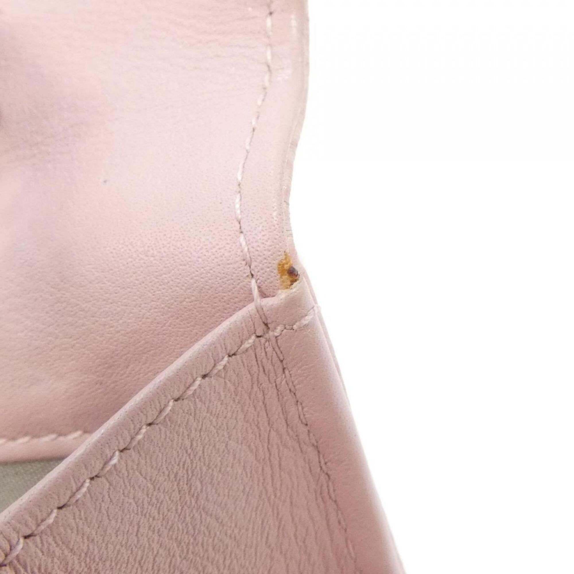Chanel Light Pink Grained Calfskin Chain/Shoulder Wallet (Pre-Owned)