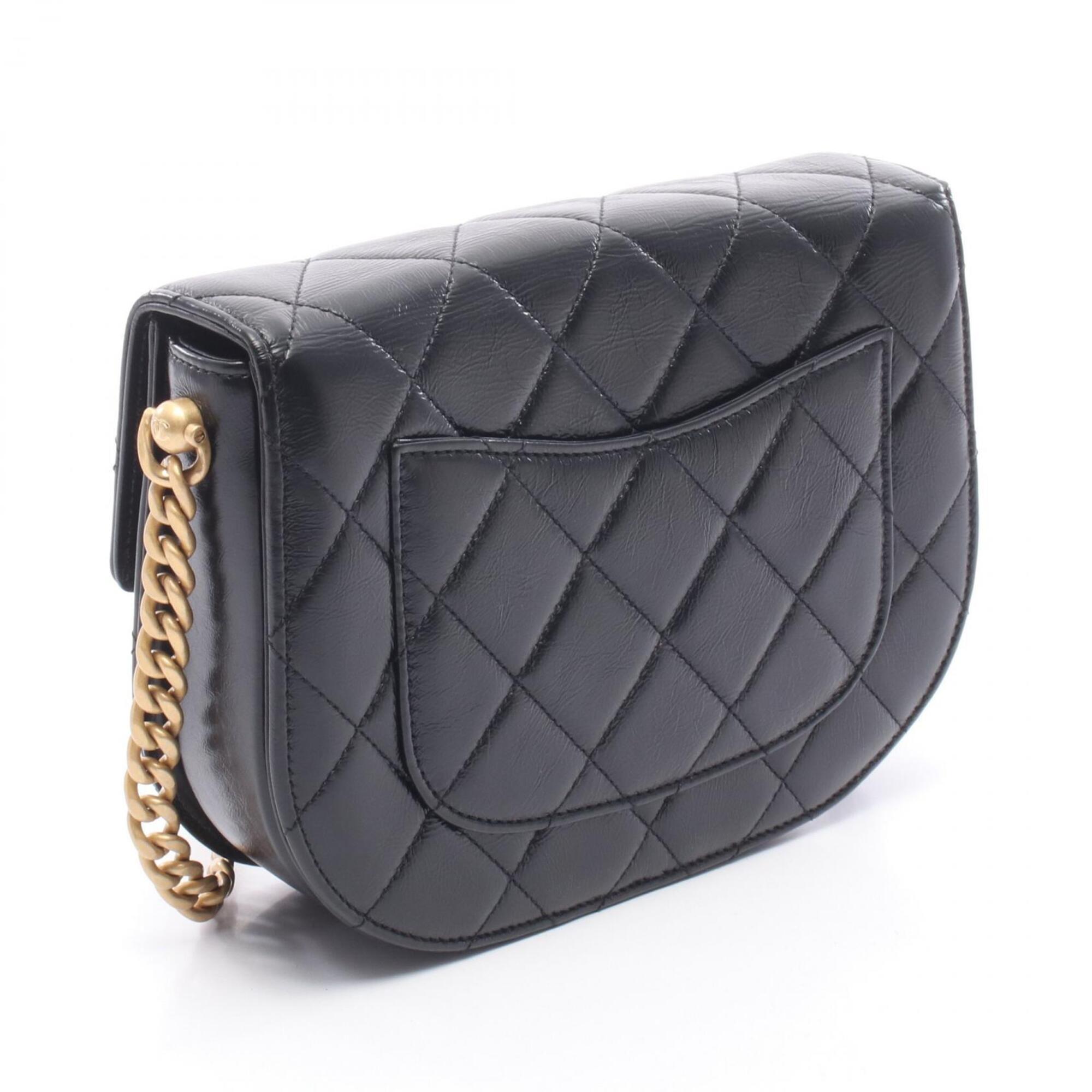 Chanel Black Leather Handbag Shoulder Bag (Pre-Owned)