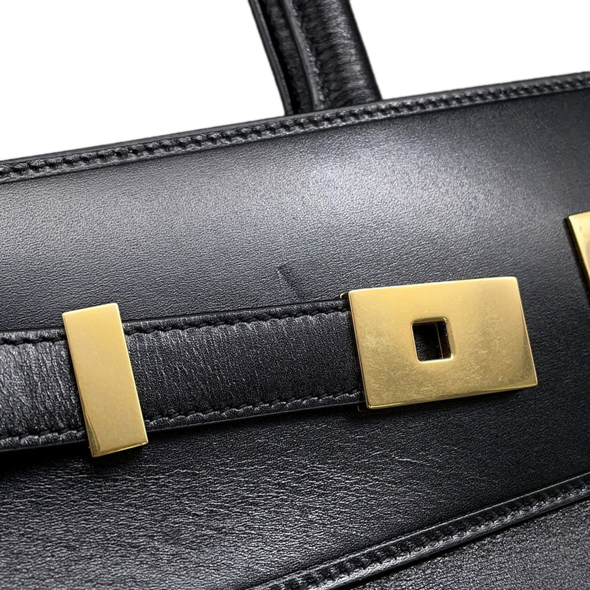 Yves Saint Laurent Black Leather Handbag Tote Bag (Pre-Owned)
