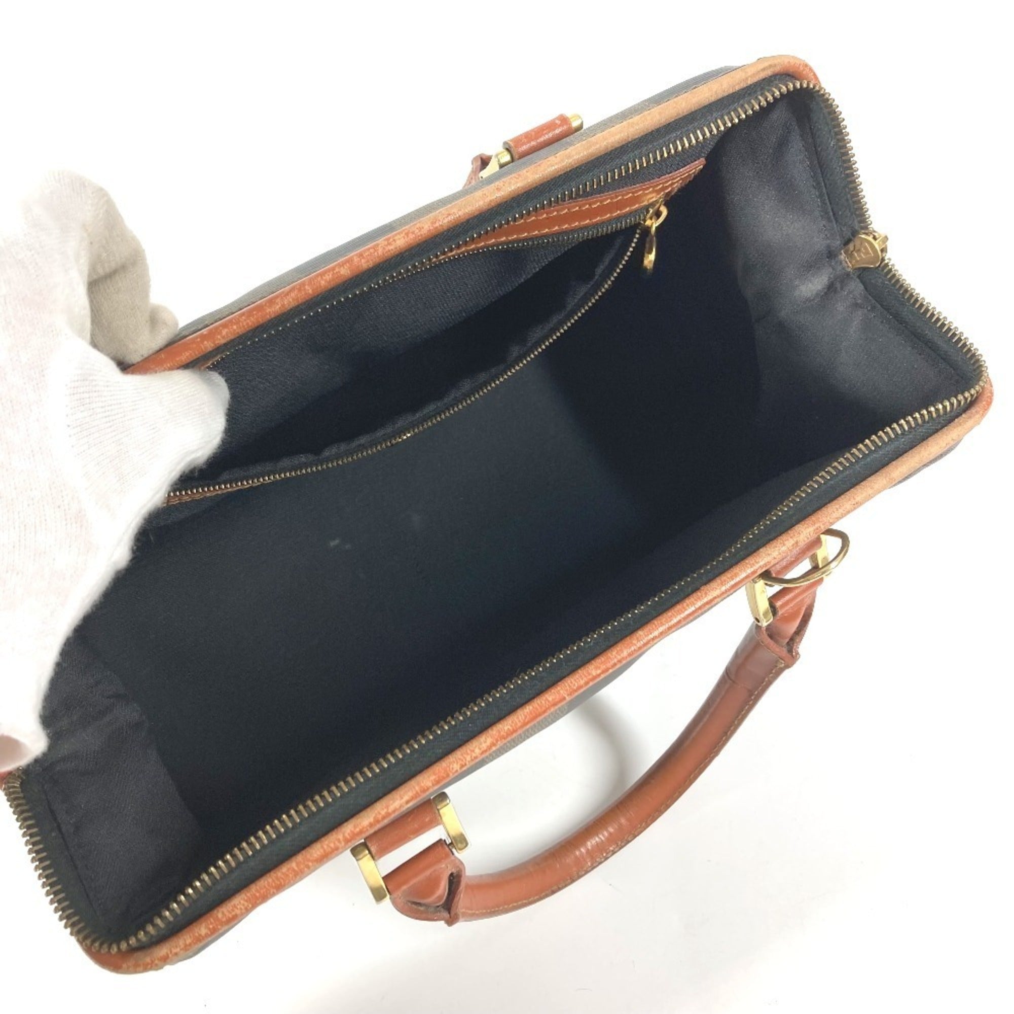 Fendi Khaki Pvc Leather Boston Bag Handbag (Pre-Owned)