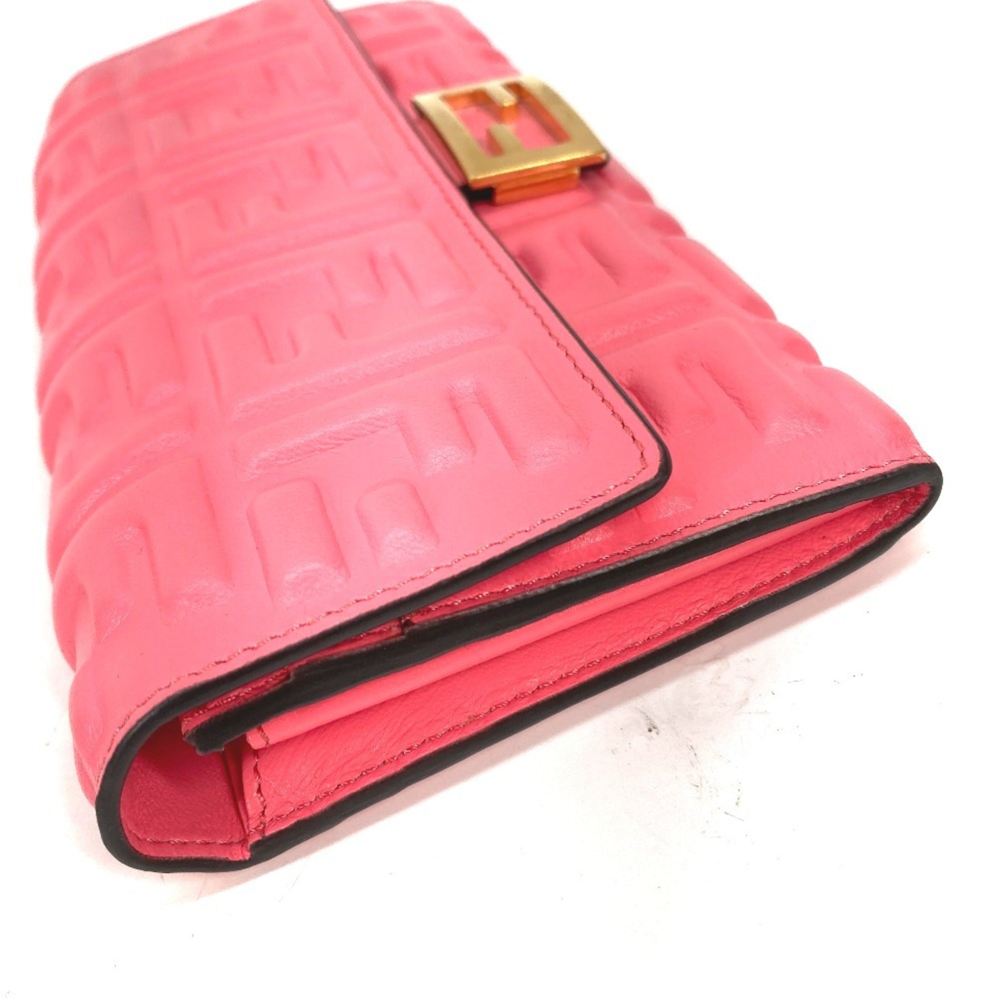 Fendi Pink Leather Long Wallet (Bi-Fold) (Pre-Owned)