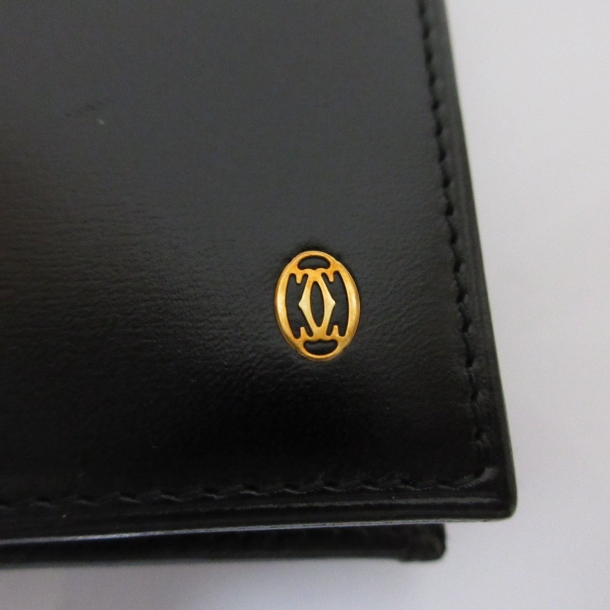 Cartier Black Leather Long Wallet (Bi-Fold) (Pre-Owned)