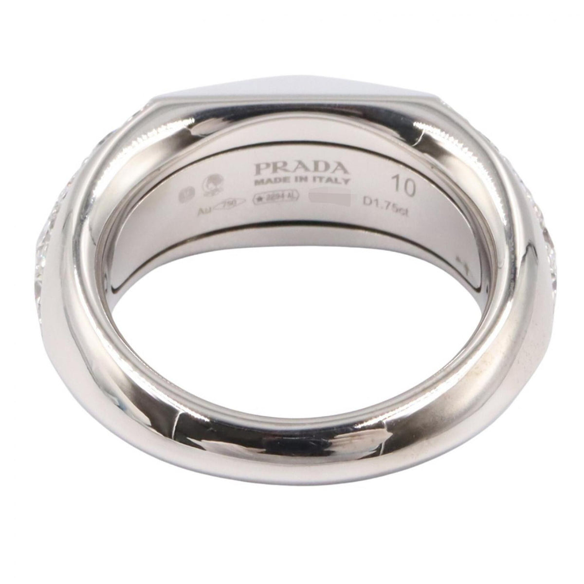 Prada Silver Clear White Gold (18K) Band Ring (Pre-Owned)