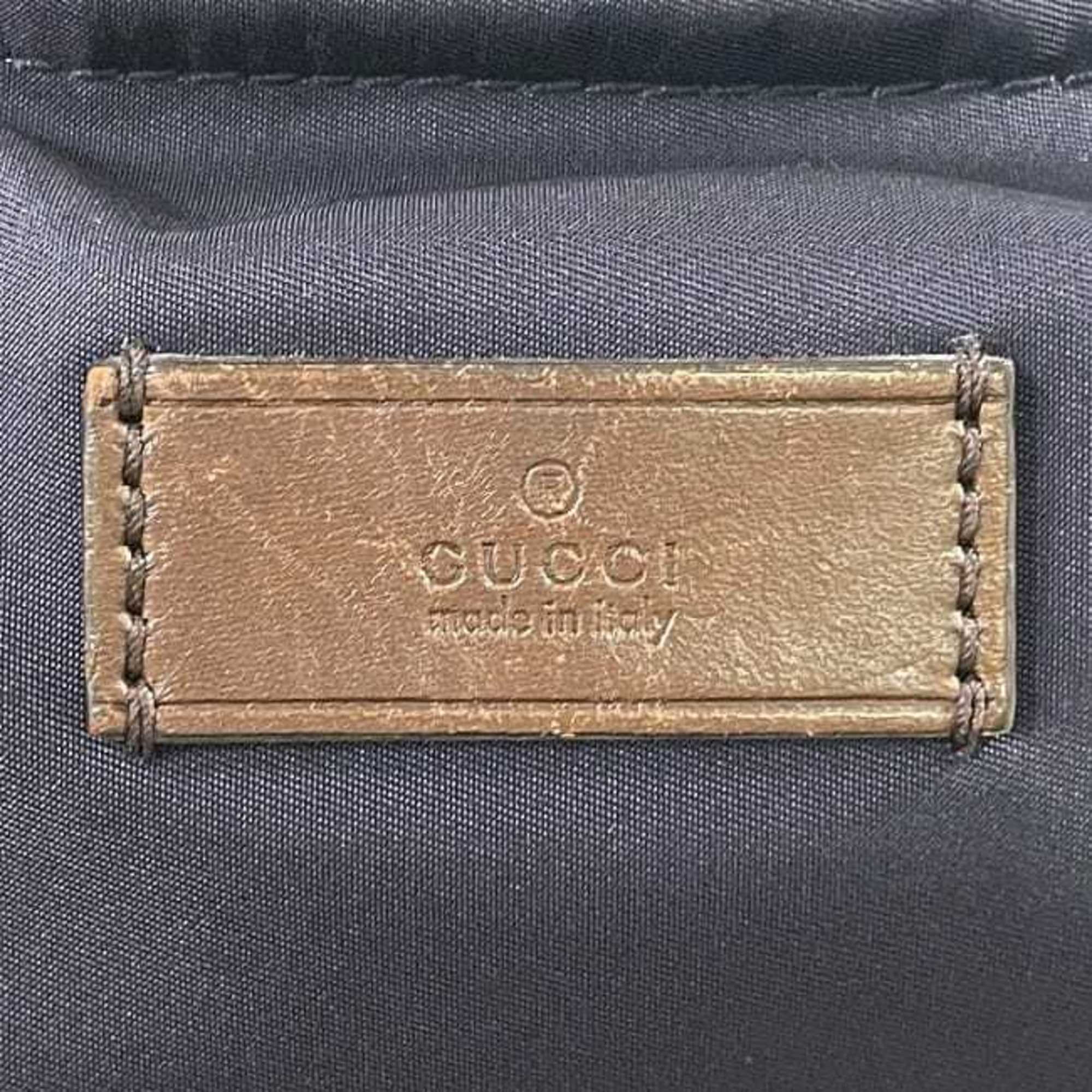 Gucci Navy Nylon Leather Tote Bag (Pre-Owned)