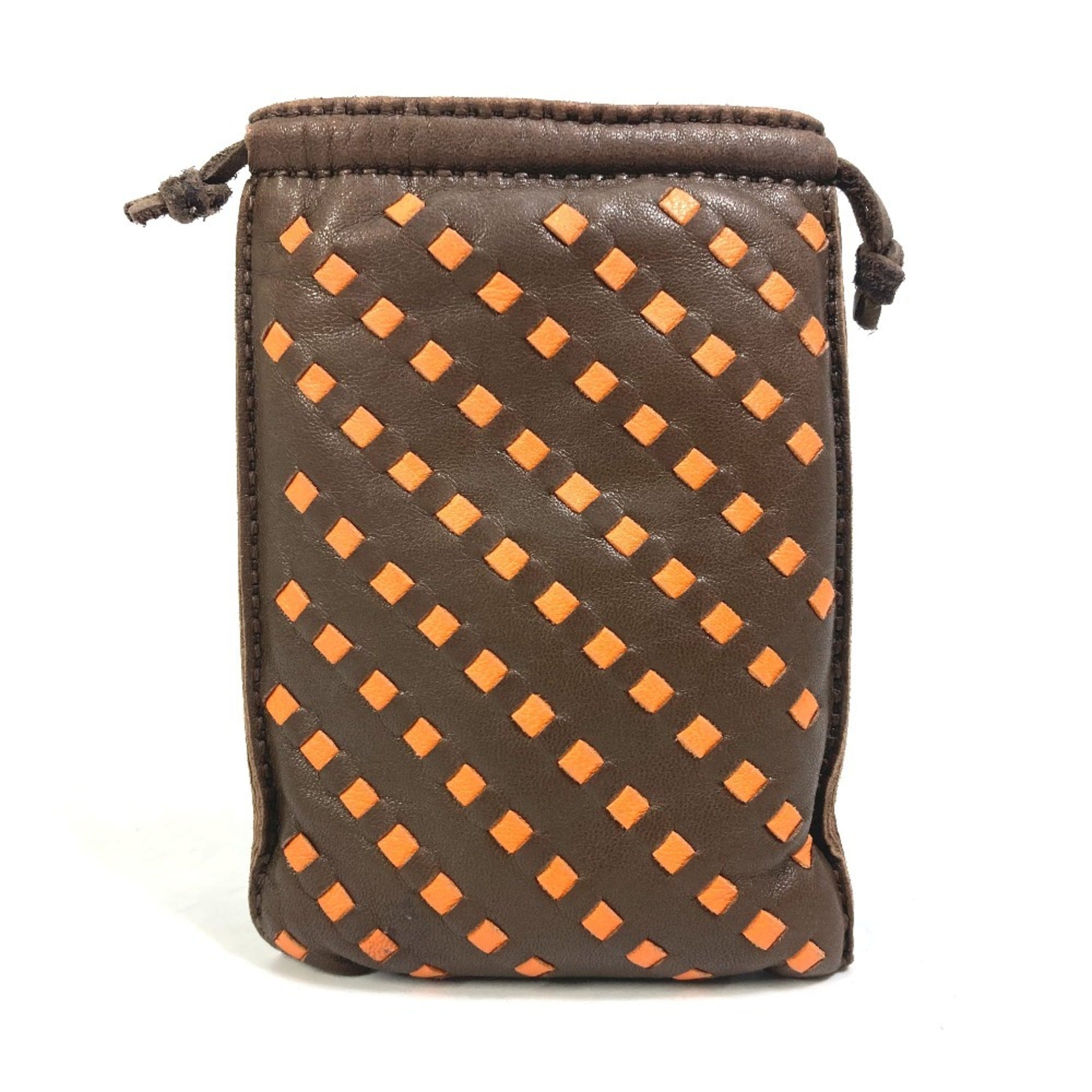 Hermes Brown Orange Agneau Milo Pouch (Pre-Owned)