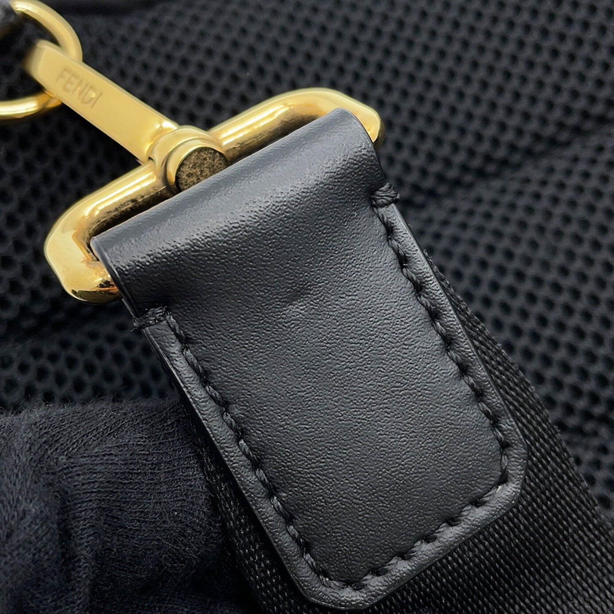Fendi Black Nylon Leather Handbag Sling Bag (Pre-Owned)