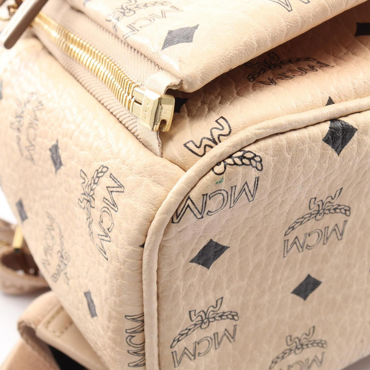 Mcm Beige Coated Canvas Leather Backpack (Pre-Owned)