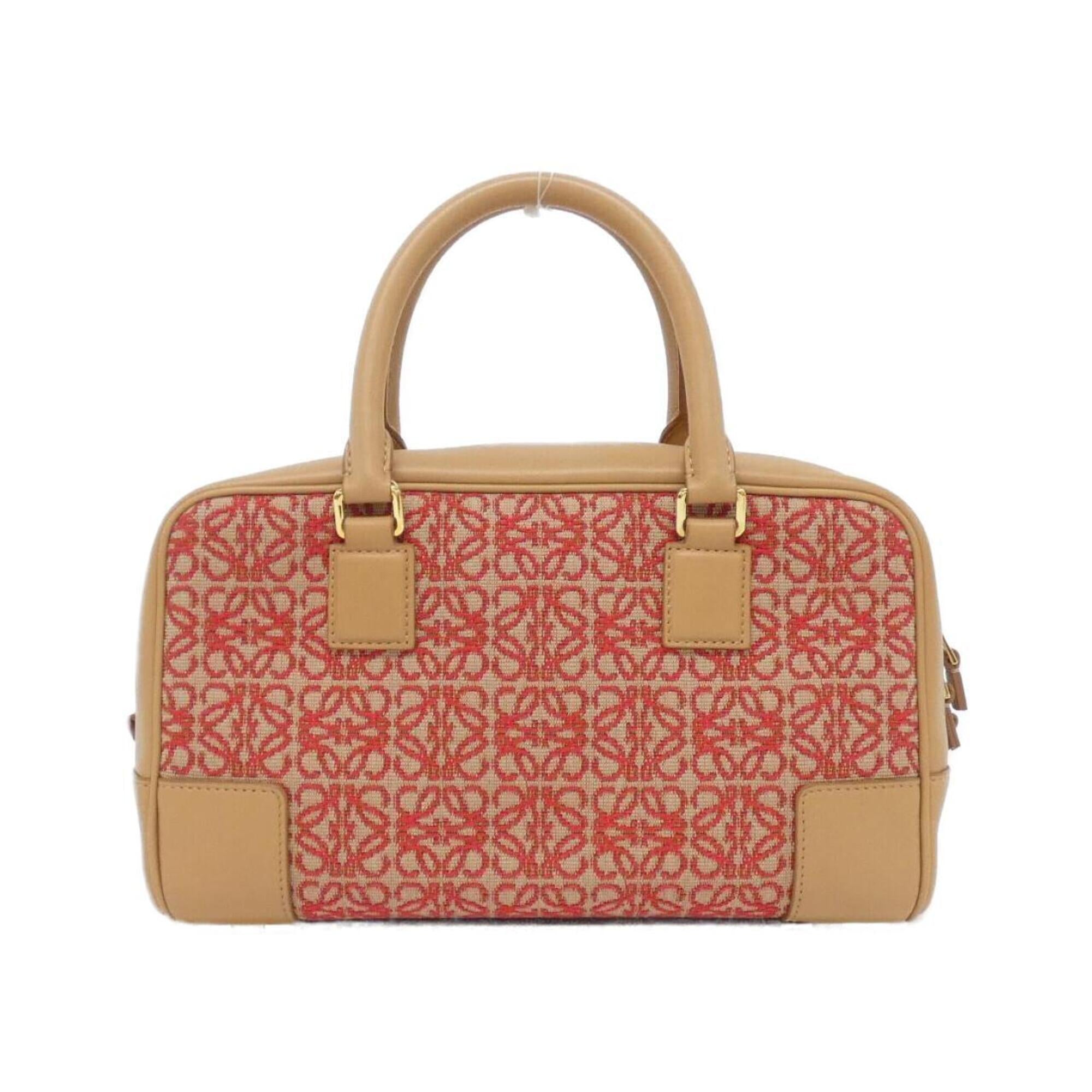 Loewe Red Color Canvas Leather Handbag (Pre-Owned)