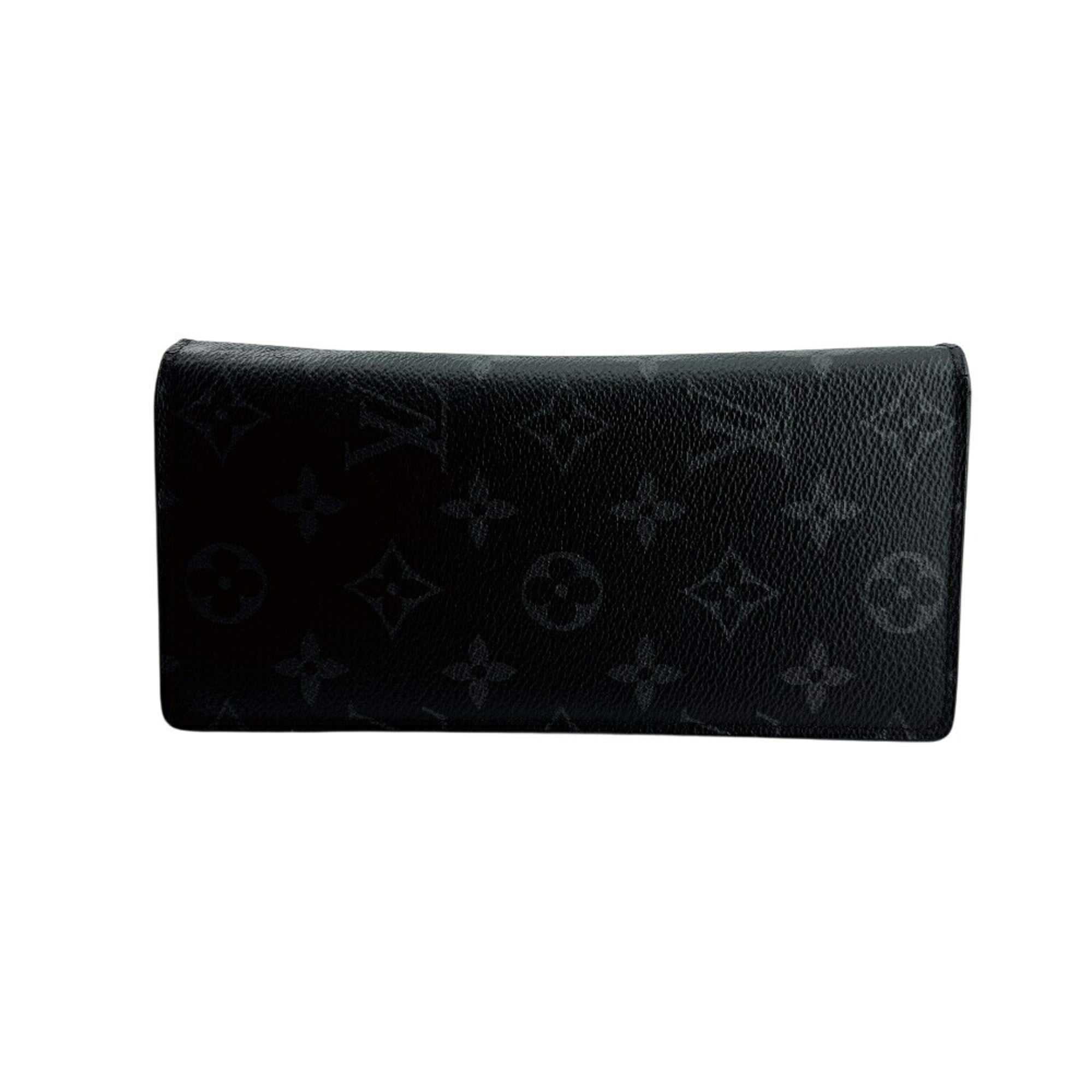 Louis Vuitton Monogram Eclipse Black Leather Long Wallet (Bi-Fold) (Pre-Owned)