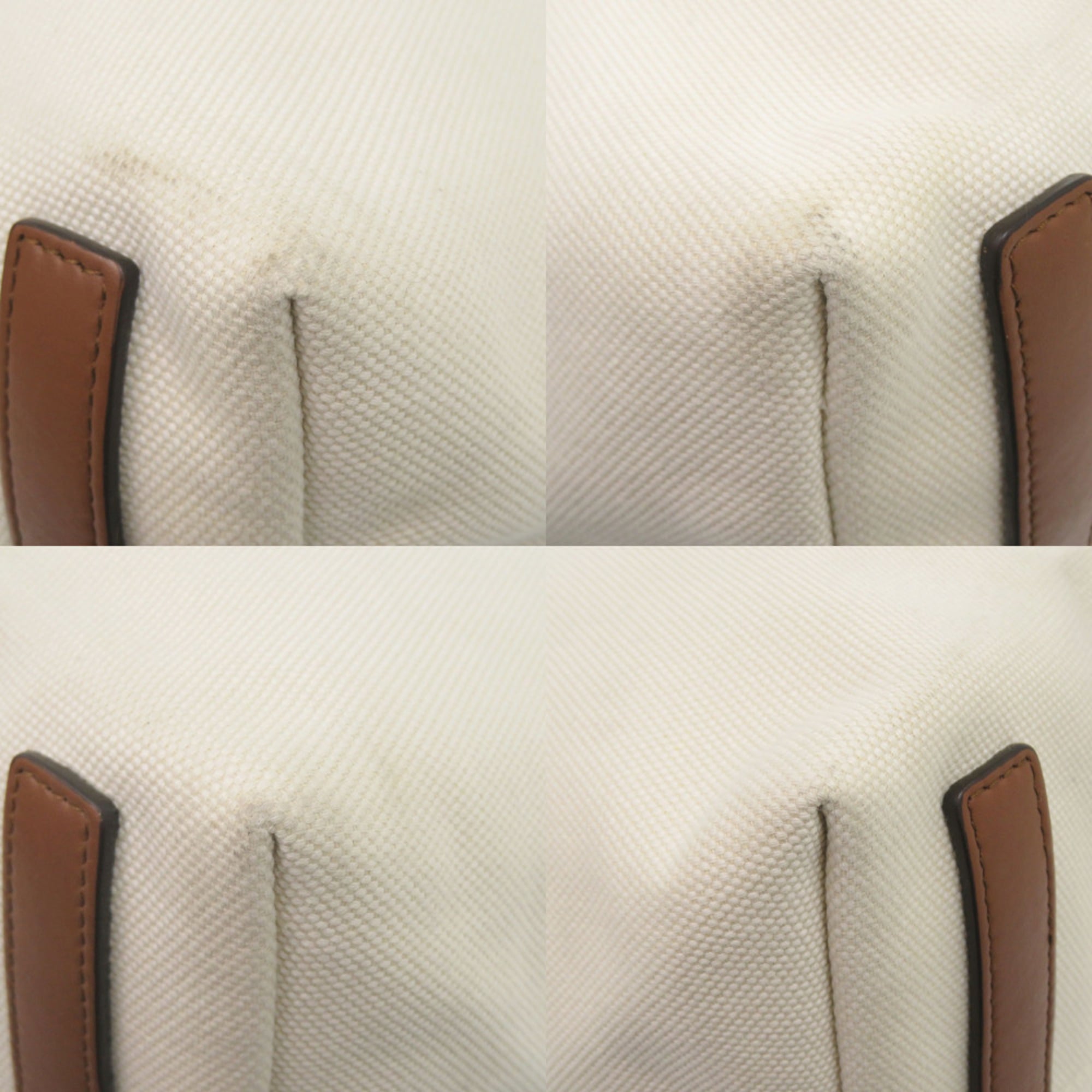 Burberry Brown White Canvas Leather Tote Bag (Pre-Owned)
