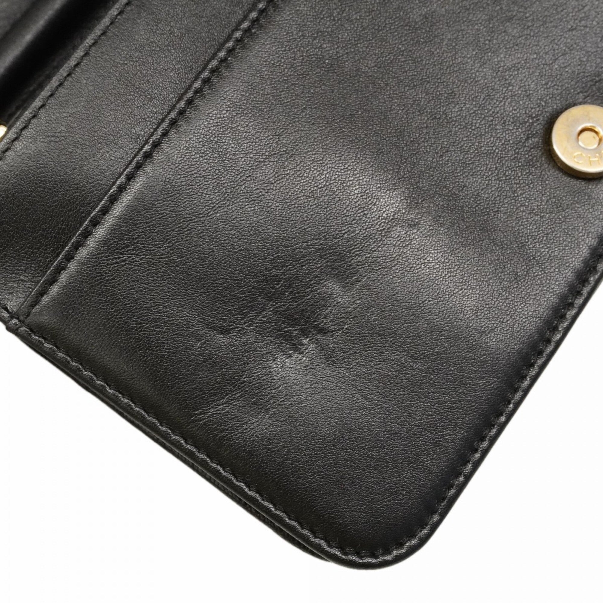 Chanel Black Grained Calfskin Chain/Shoulder Wallet (Pre-Owned)
