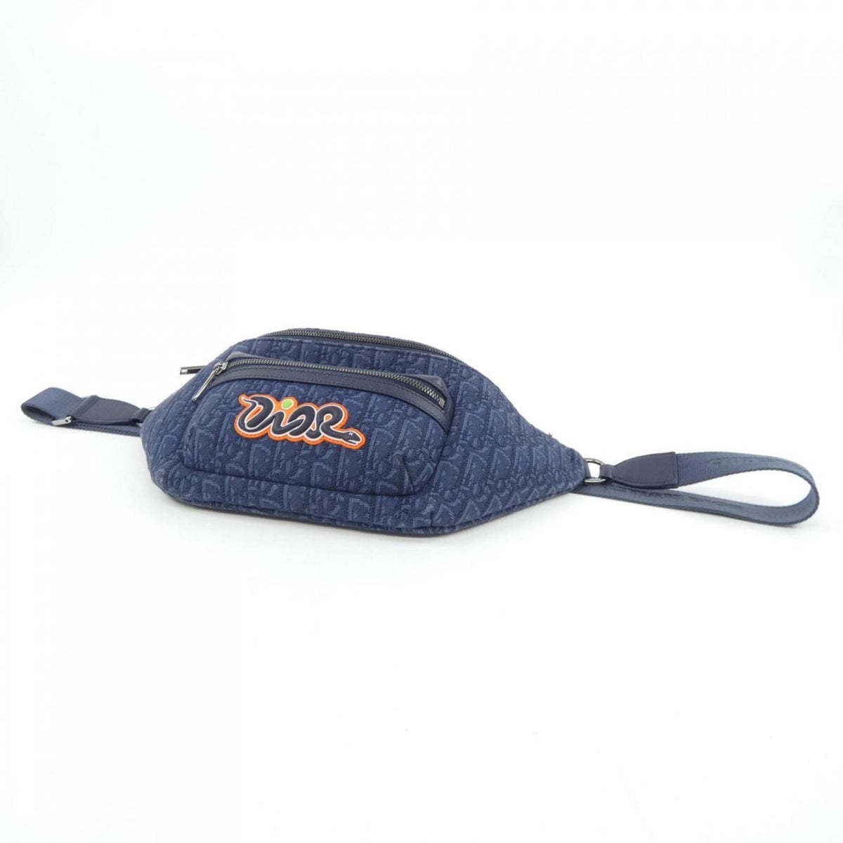 Christian Dior Navy Jacquard Sling Bag (Pre-Owned)
