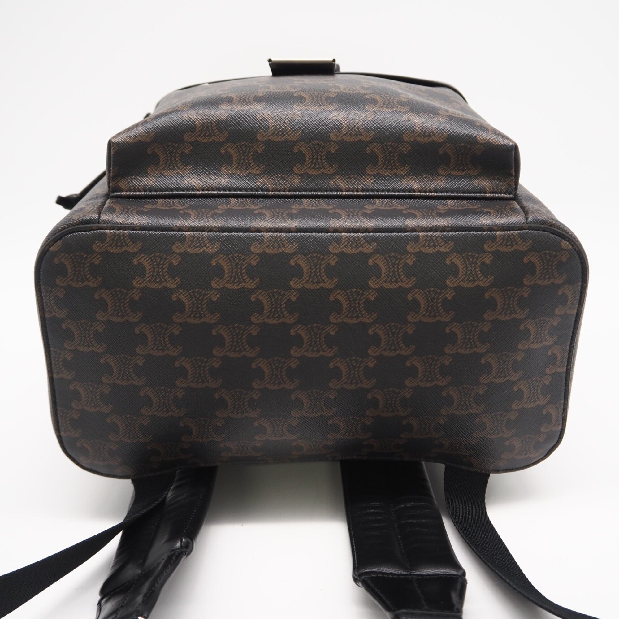 Celine Brown Coated Canvas Leather Backpack (Pre-Owned)