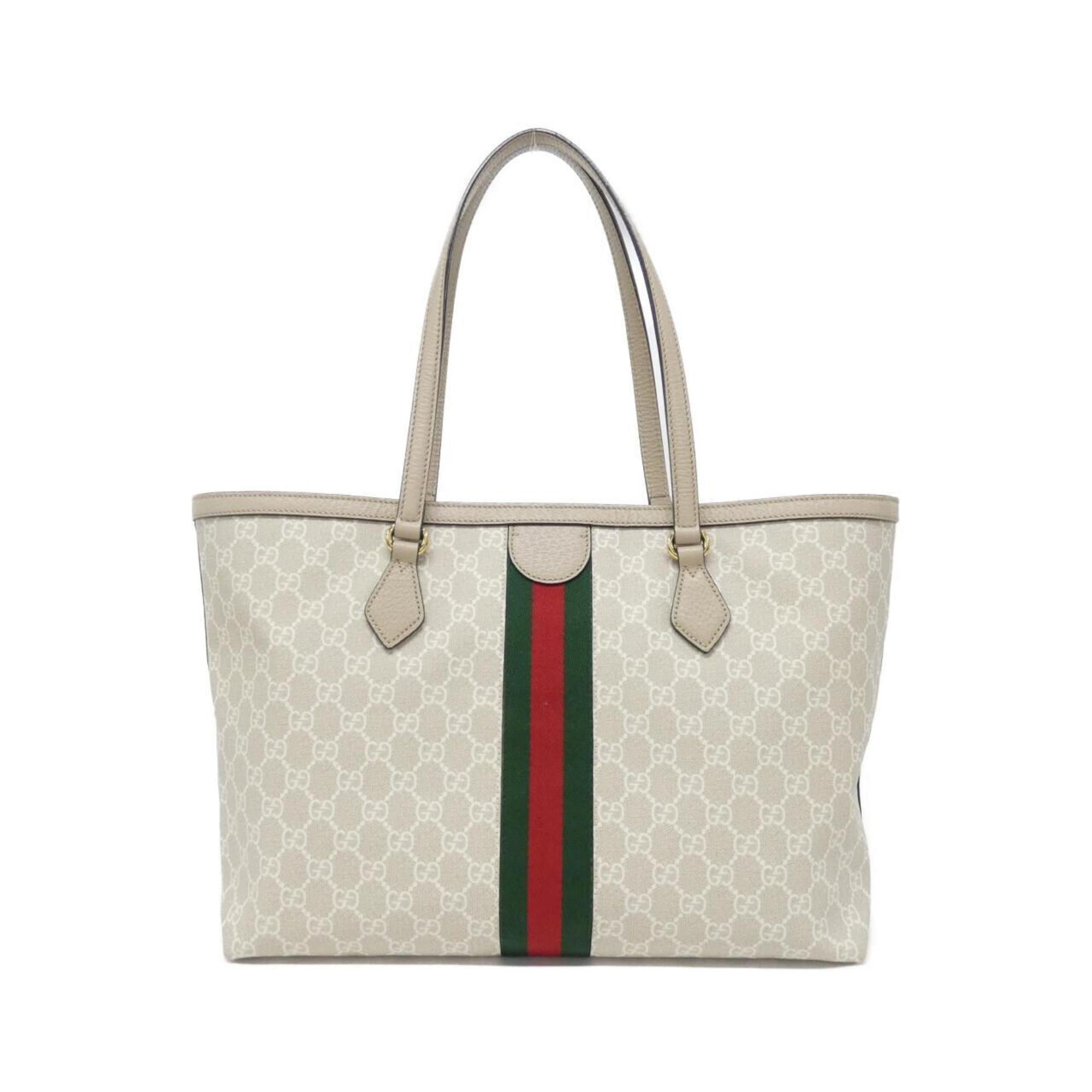 Gucci Beige White Gg Supreme Canvas Leather Shoulder Bag (Pre-Owned)