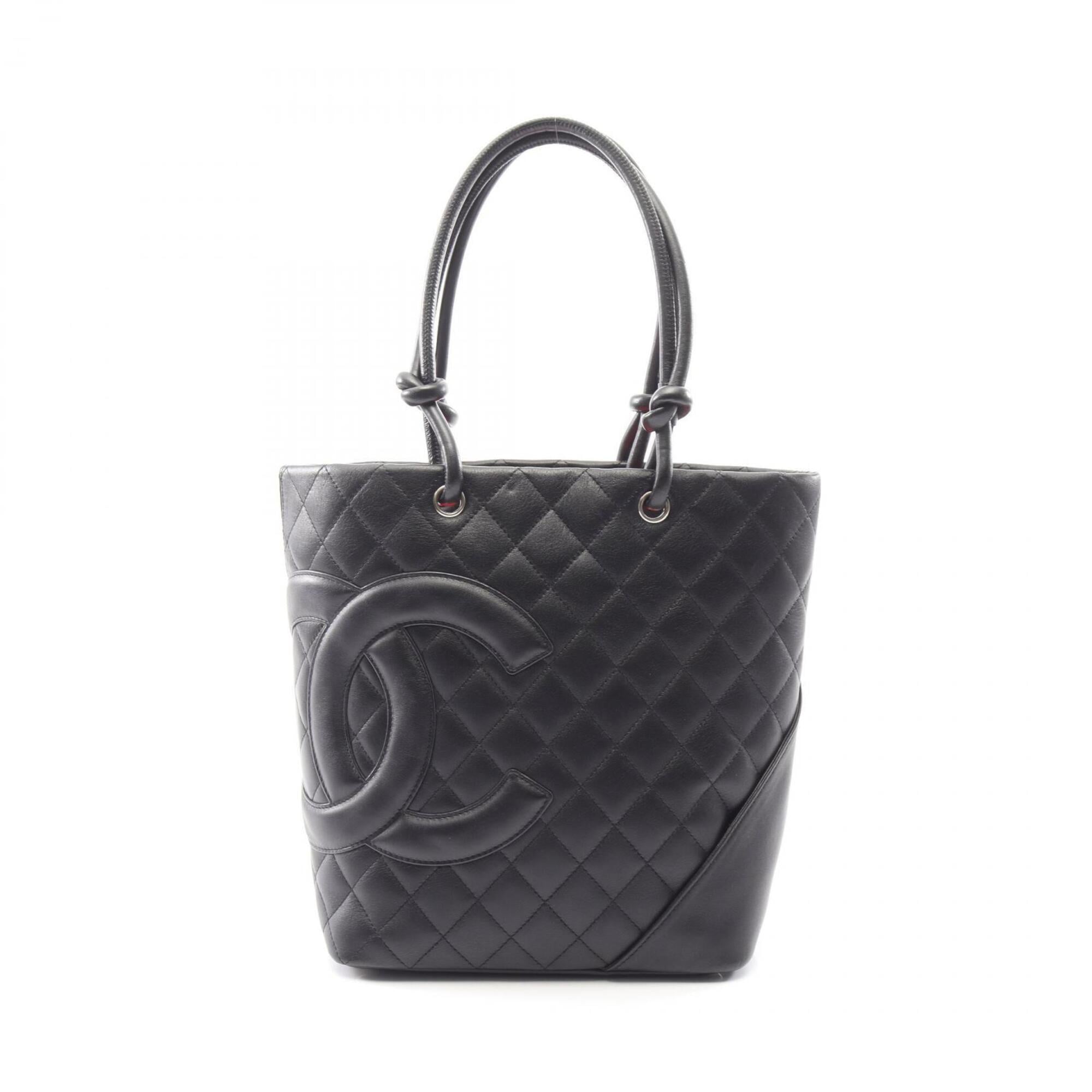Chanel Black Leather Handbag Tote Bag (Pre-Owned)