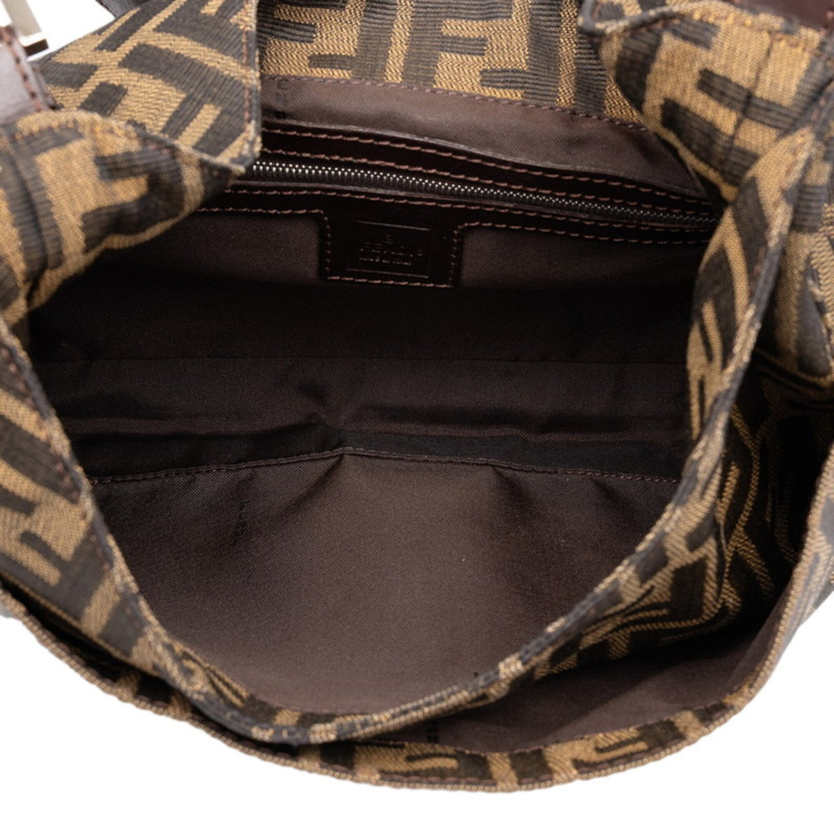 Fendi Brown Canvas Leather Shoulder Bag (Pre-Owned)