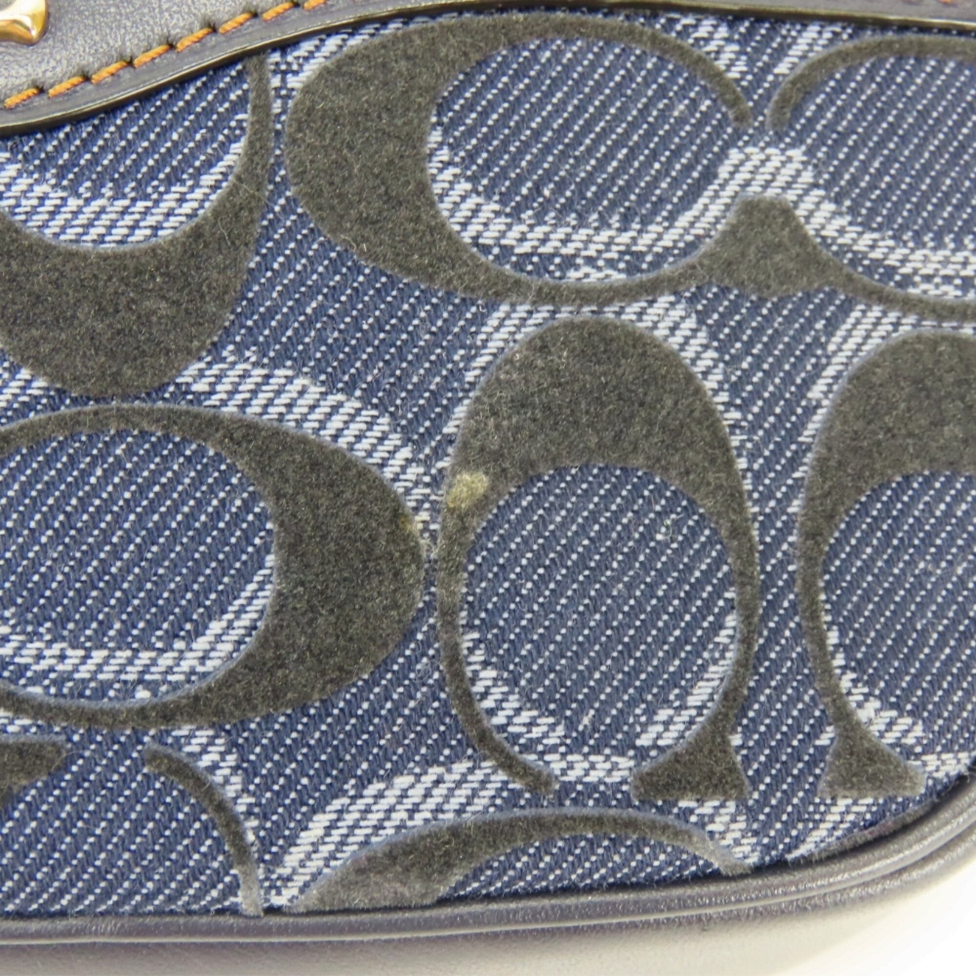 Coach Signature Brown Navy Denim Leather Fanny Pack Pouch (Pre-Owned)