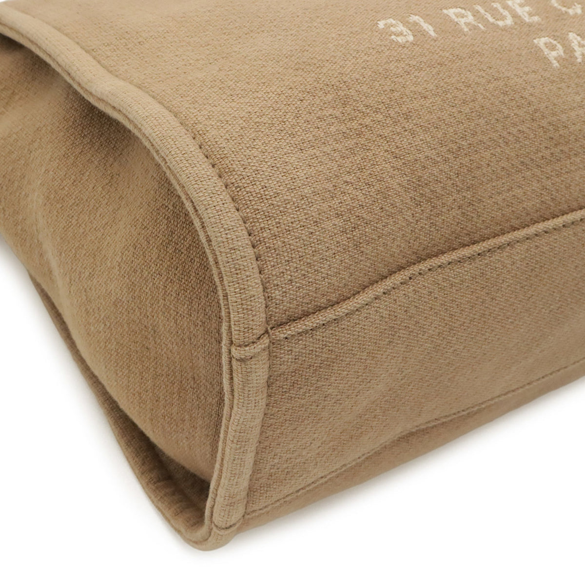 Chanel Beige Brown Canvas Shoulder Bag Tote Bag (Pre-Owned)