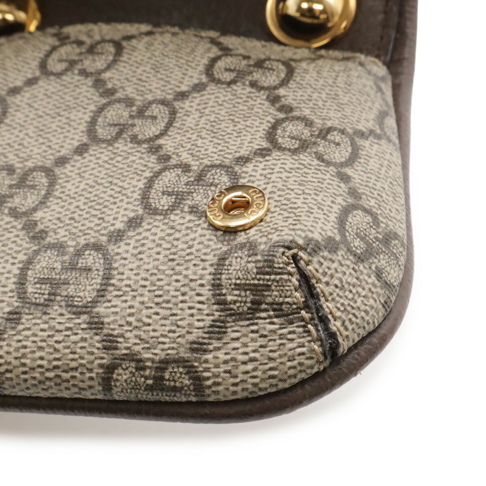 Gucci Beige Brown Gg Supreme Leather Shoulder Bag (Pre-Owned)