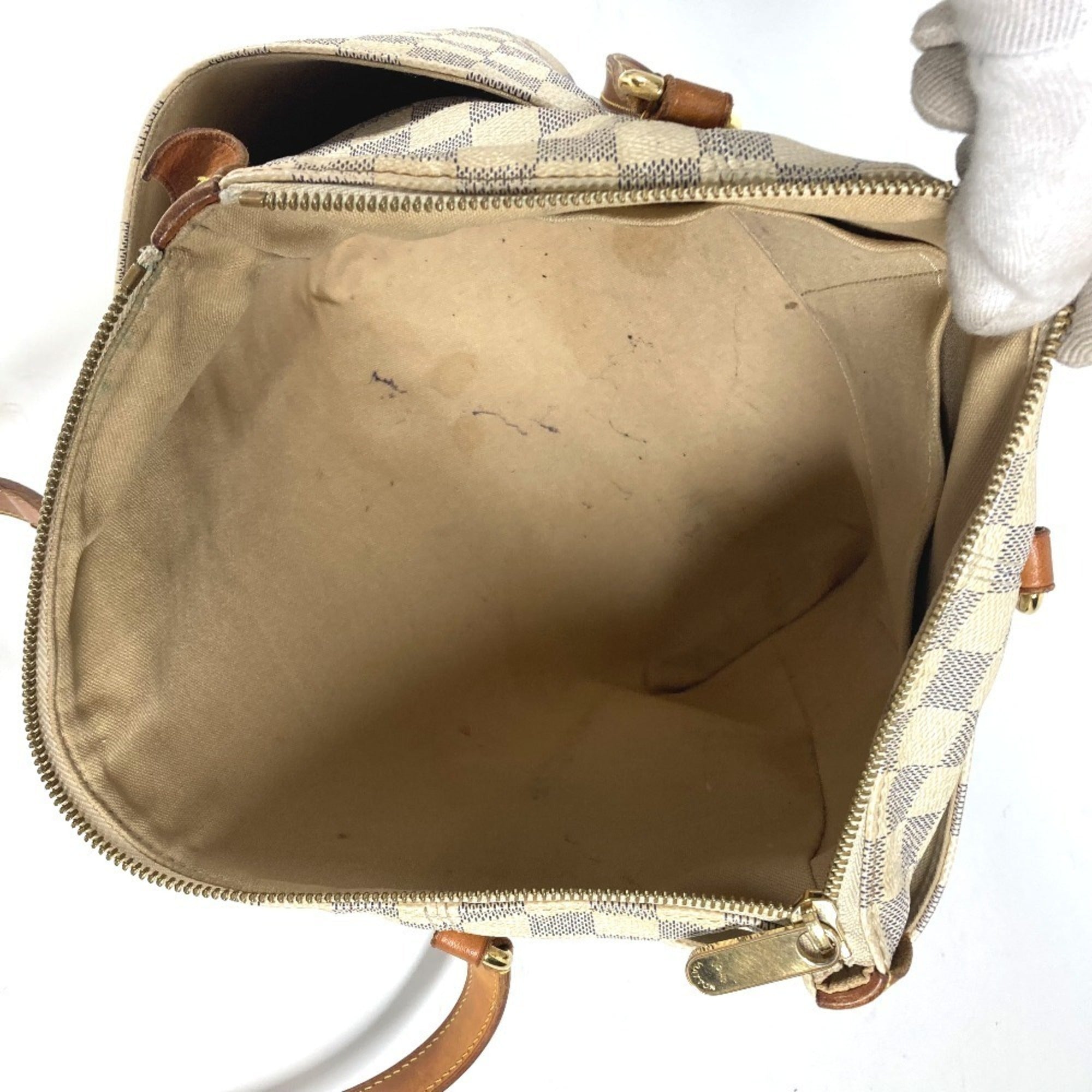 Louis Vuitton White Damier Azur Shoulder Bag Tote Bag (Pre-Owned)