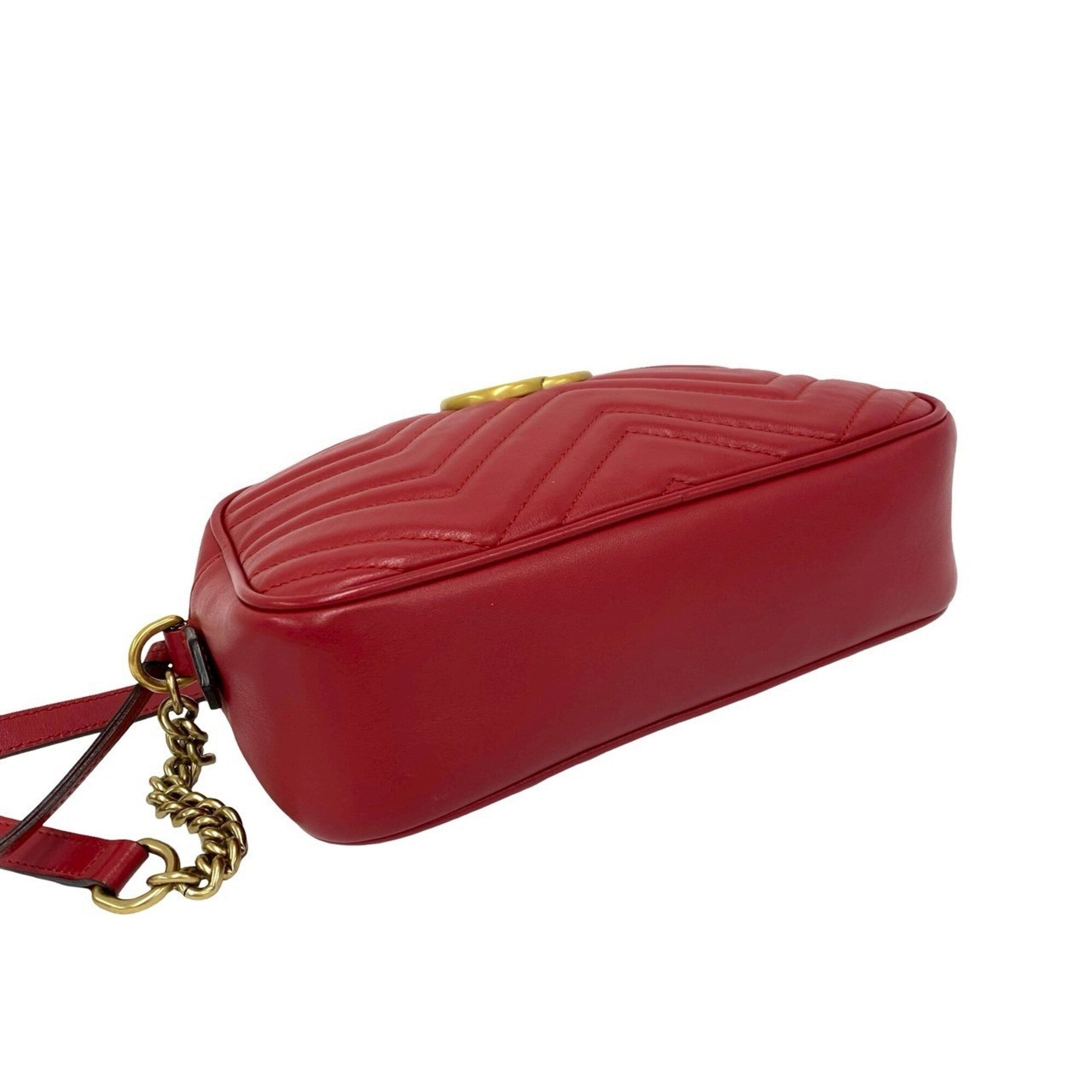 Gucci Red Color Leather Pochette Shoulder Bag (Pre-Owned)