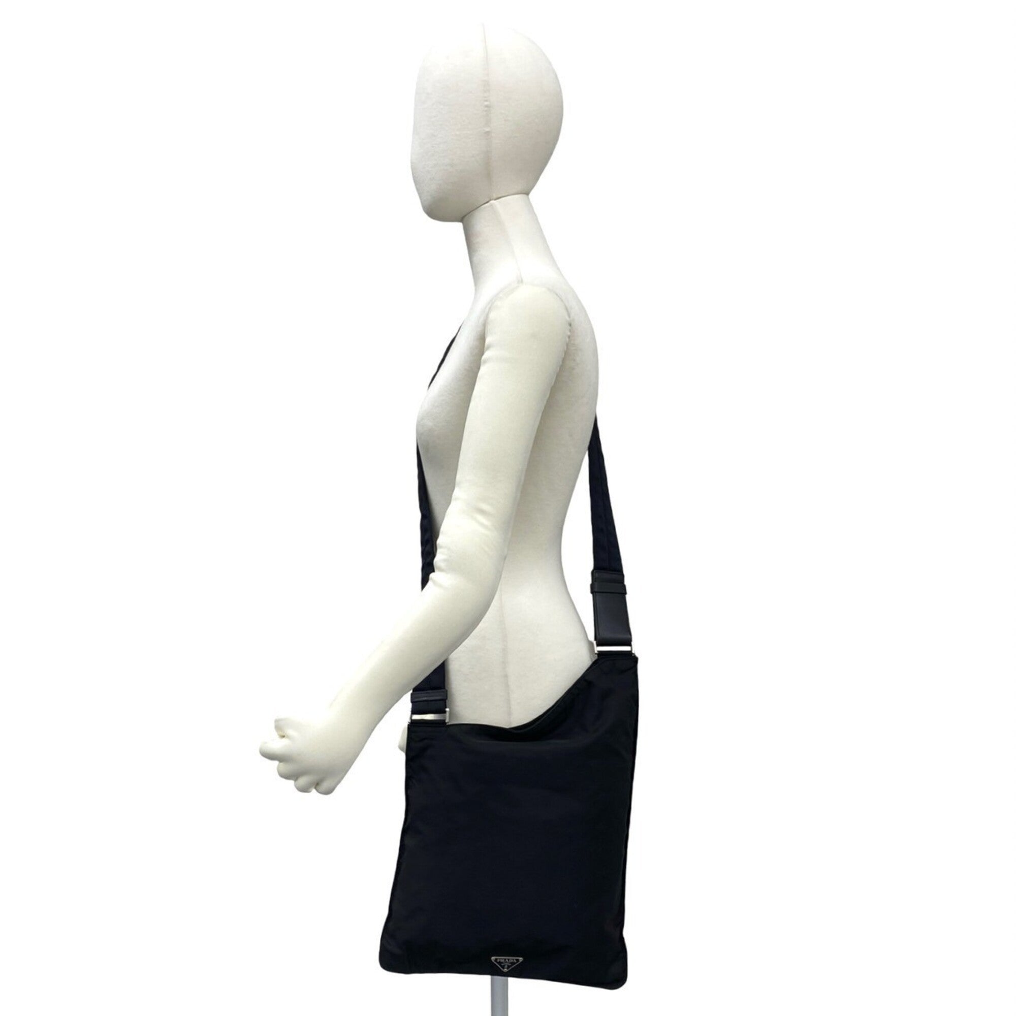 Prada Black Nylon Leather Shoulder Bag Sling Bag (Pre-Owned)