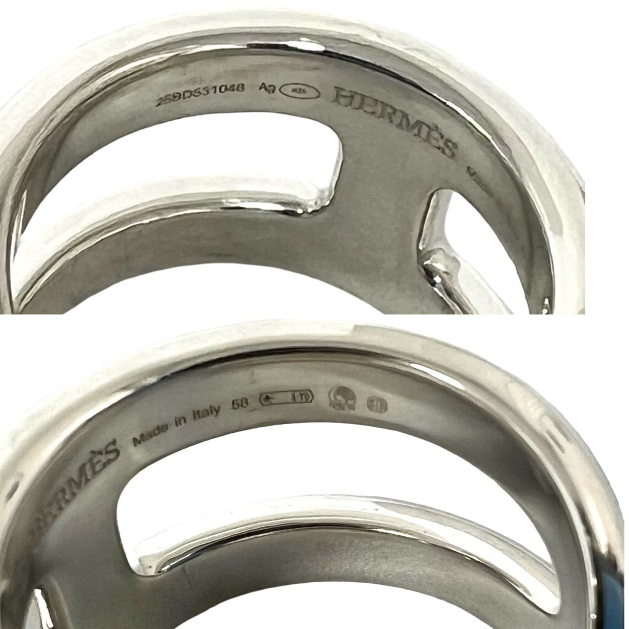 Hermes Silver Silver 925 Band Ring (Pre-Owned)