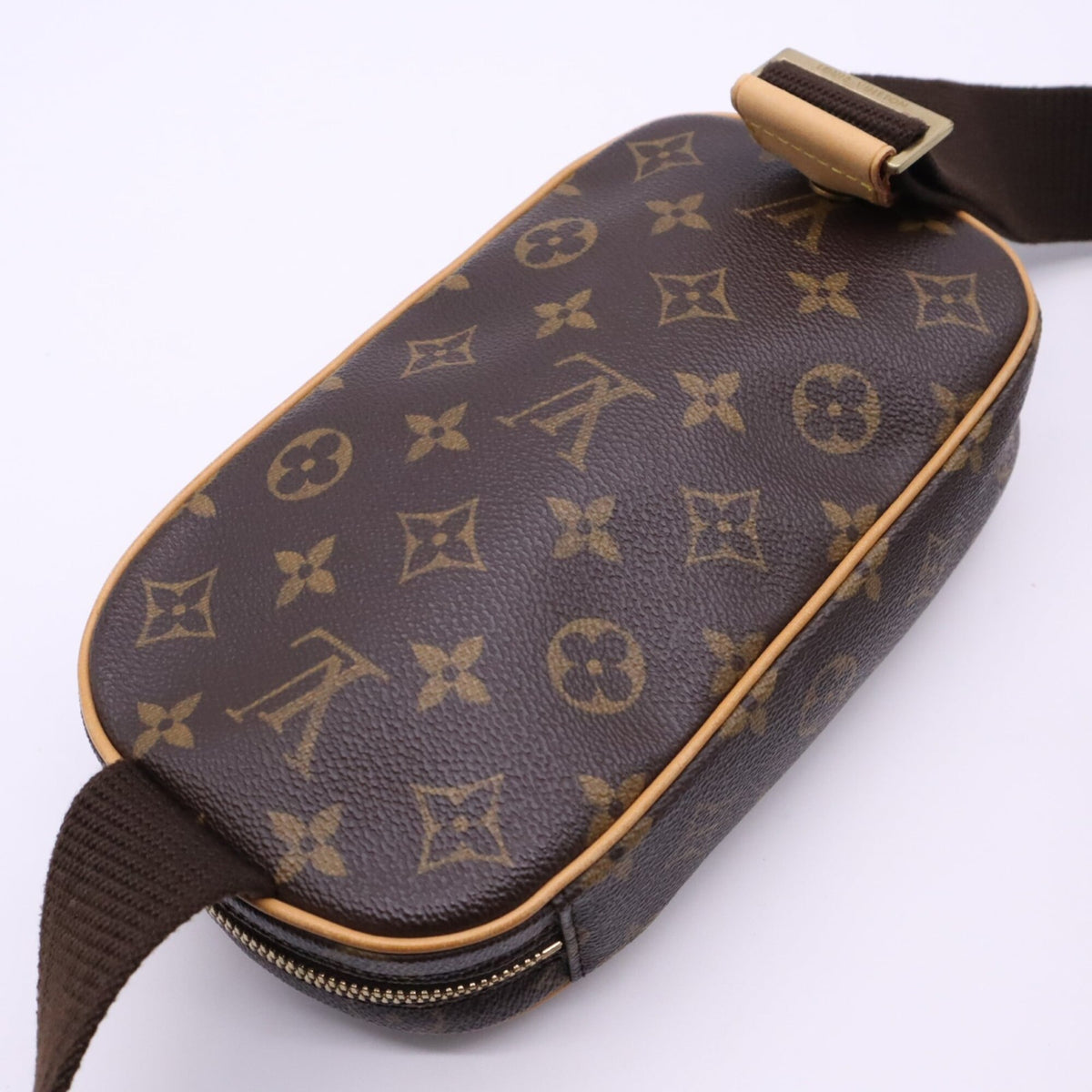 Louis Vuitton Beige Brown Coated Canvas Leather Pochette Shoulder Bag (Pre-Owned)