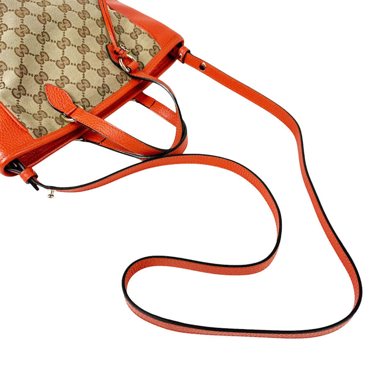 Gucci Brown Orange Gg Canvas Leather Handbag Shoulder Bag (Pre-Owned)