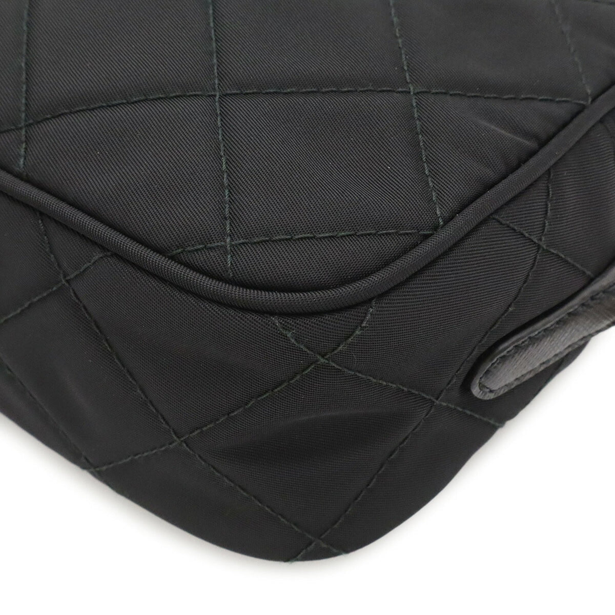 Prada Black Nero Nylon Leather Pouch Shoulder Bag (Pre-Owned)