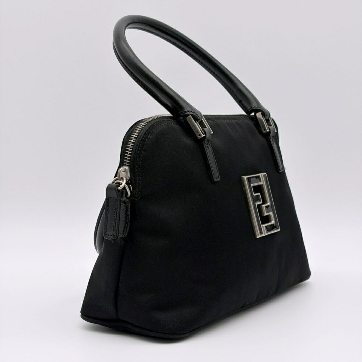 Fendi Black Nylon Leather Tote Bag (Pre-Owned)