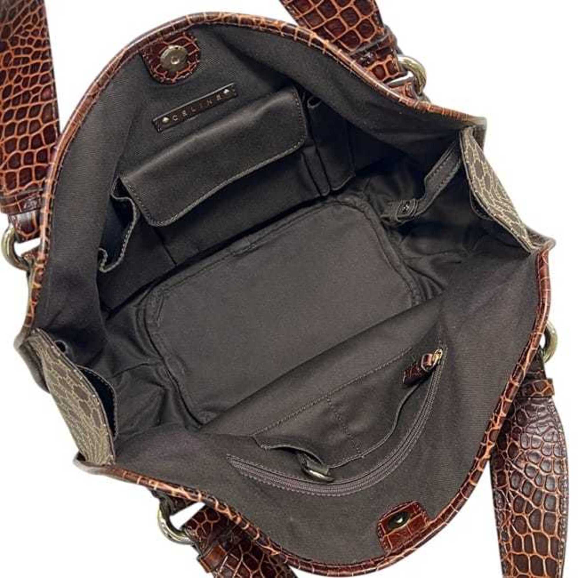 Celine Brown Canvas Leather Tote Bag (Pre-Owned)