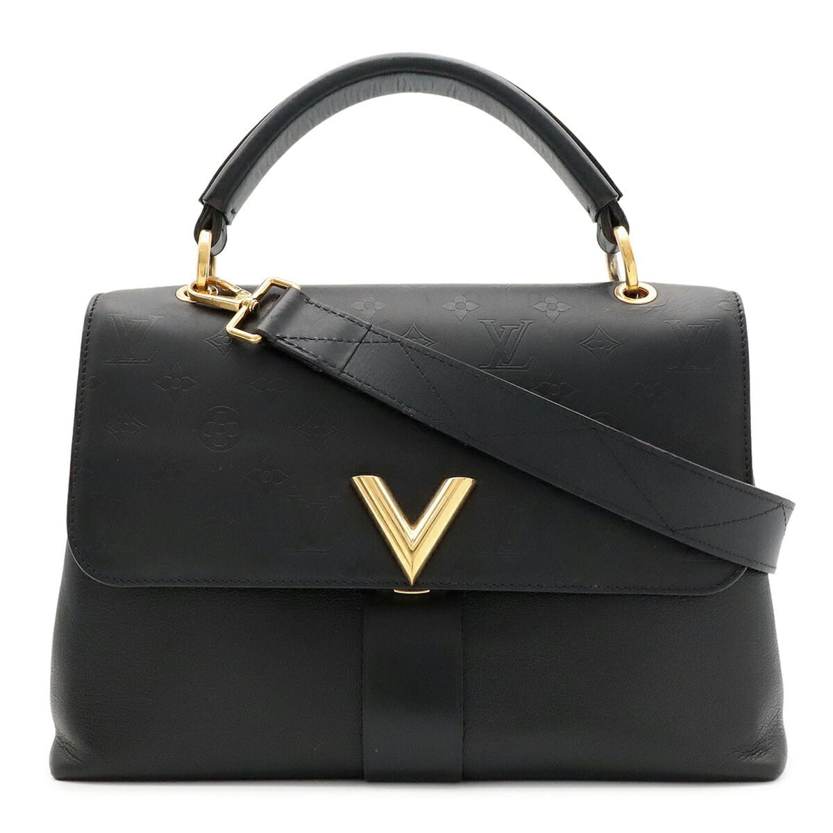 Louis Vuitton Black Noir Monogram Shadow Handbag Shoulder Bag (Pre-Owned)