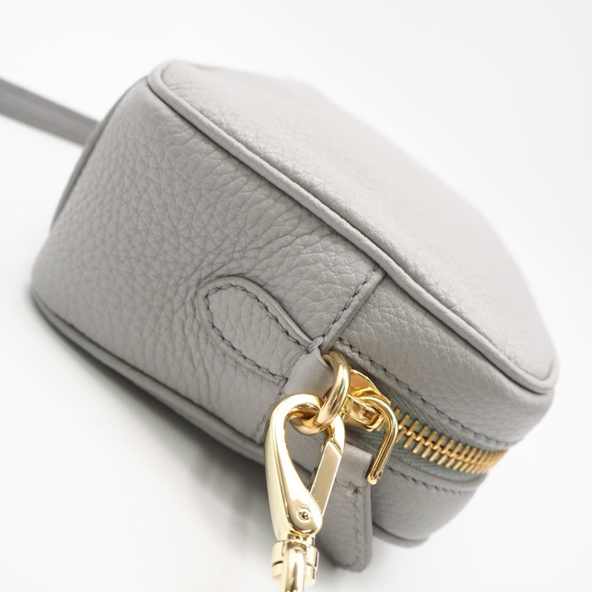 Prada Gray Leather Shoulder Bag (Pre-Owned)