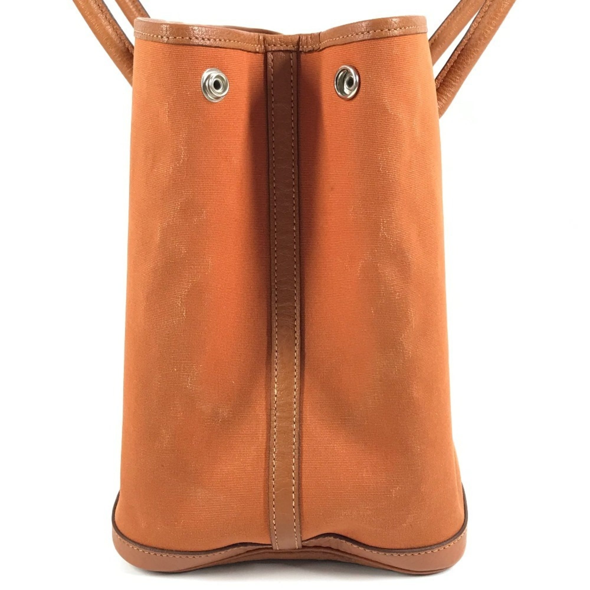 Hermes Orange Negonda Leather Canvas Handbag Shoulder Bag Tote Bag (Pre-Owned)