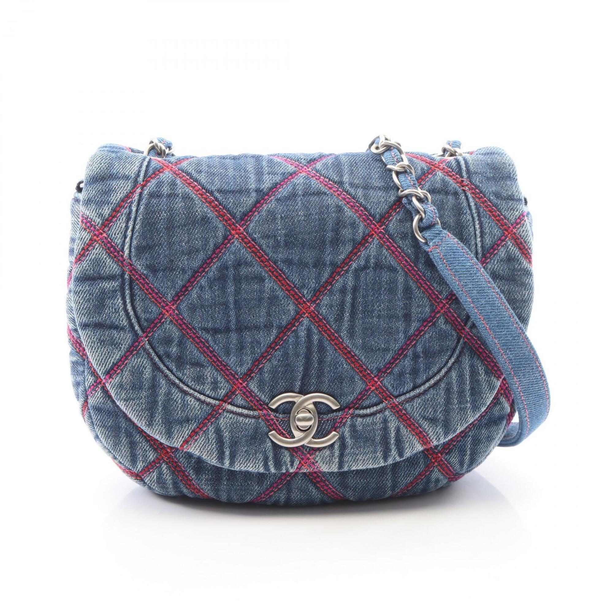 Chanel Navy Denim Handbag Shoulder Bag (Pre-Owned)