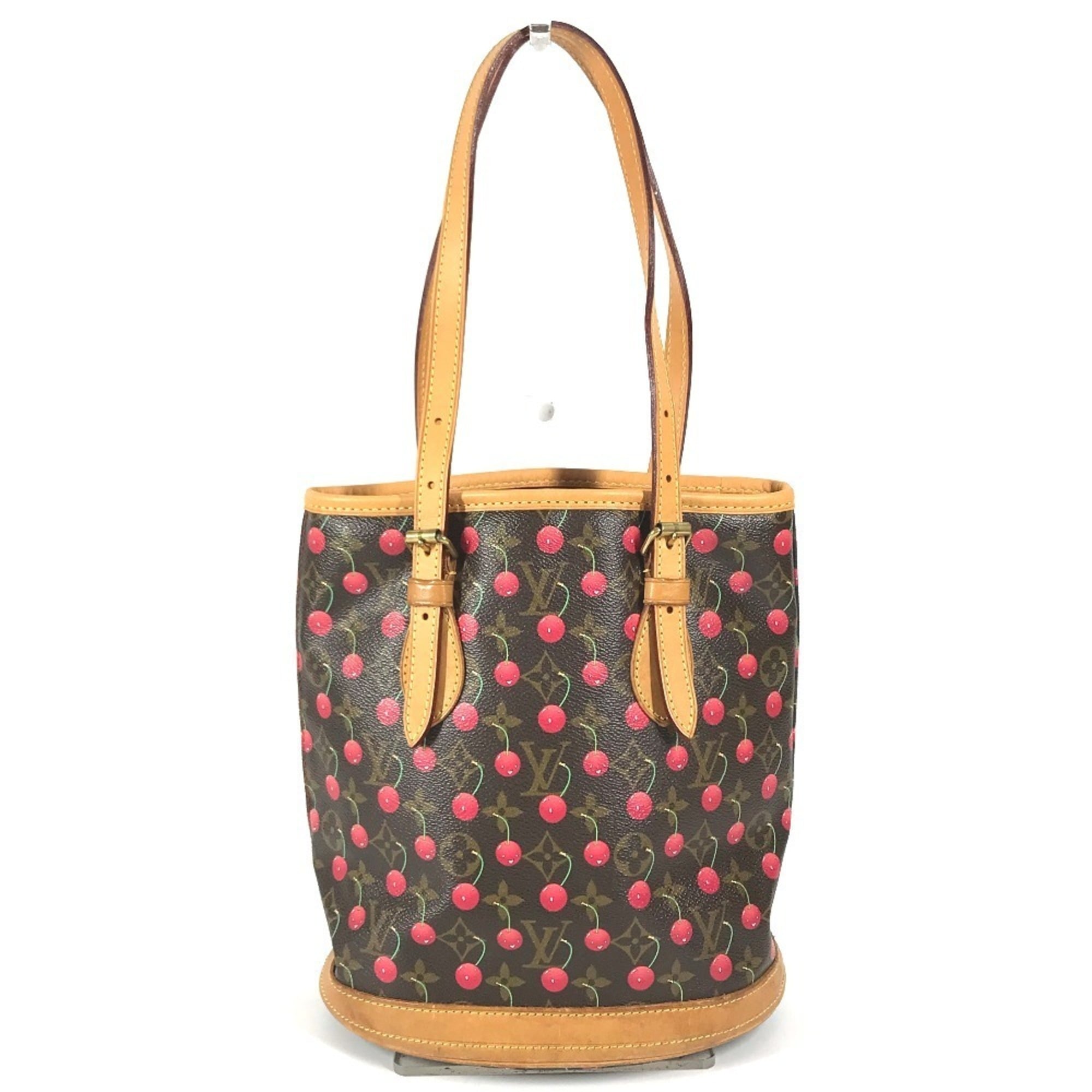 Louis Vuitton Brown Monogram Cherry Red Color Monogram Canvas Shoulder Bag Tote Bag (Pre-Owned)