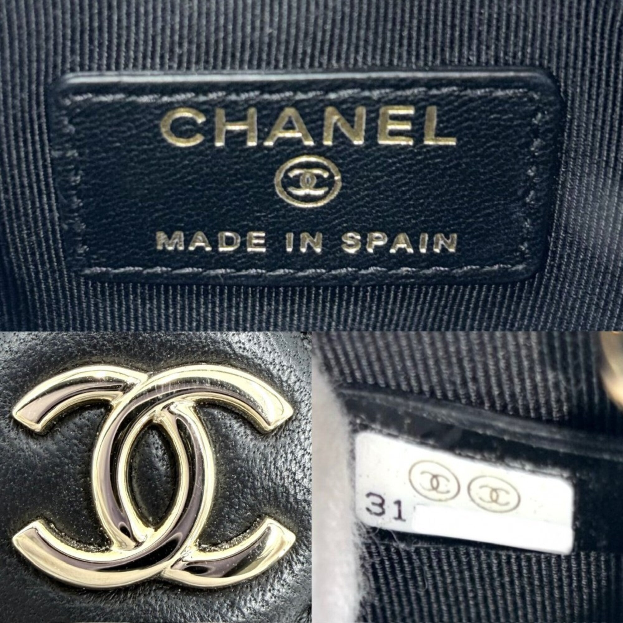 Chanel Matelasse Black Leather Pochette Shoulder Bag (Pre-Owned)