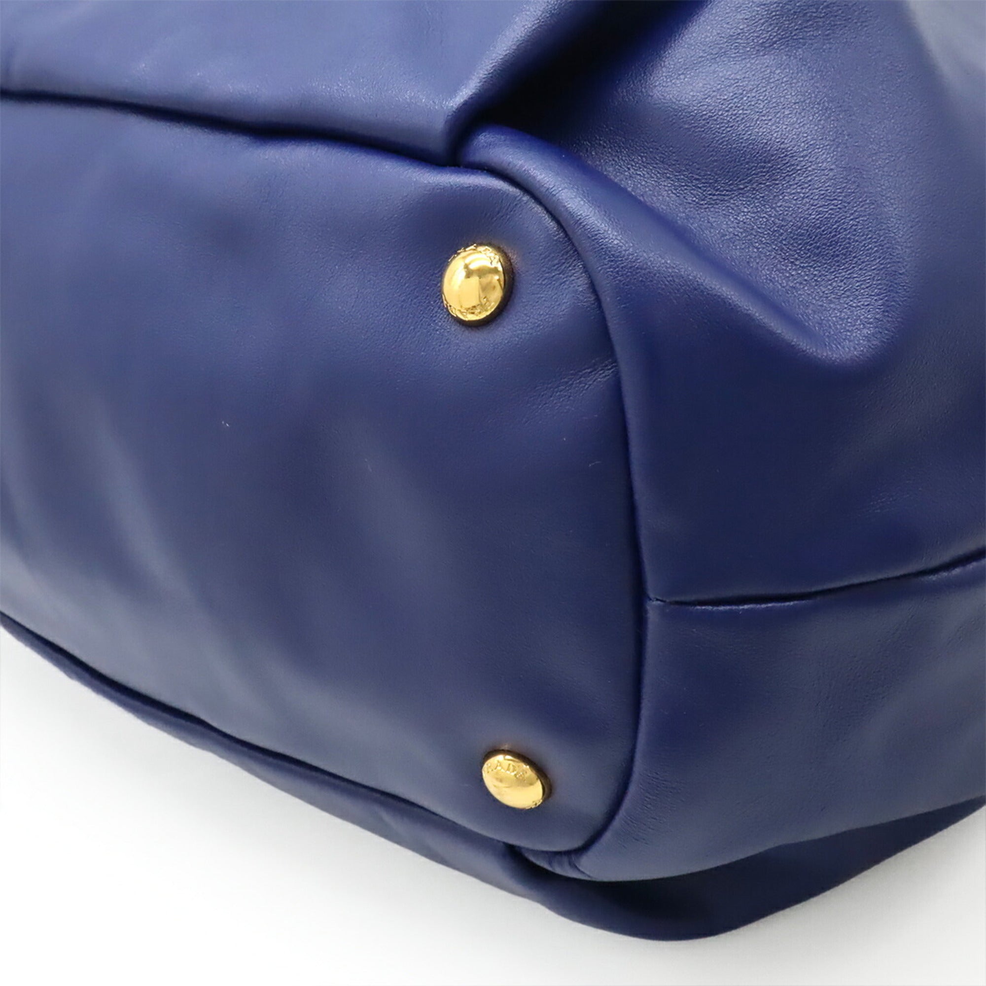 Prada Blue Leather Shoulder Bag Tote Bag (Pre-Owned)