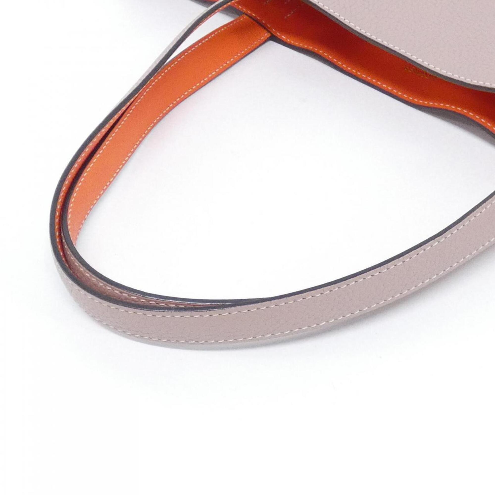 Hermes Beige Orange Poppy Taurillon Clemence Leather Handbag (Pre-Owned)