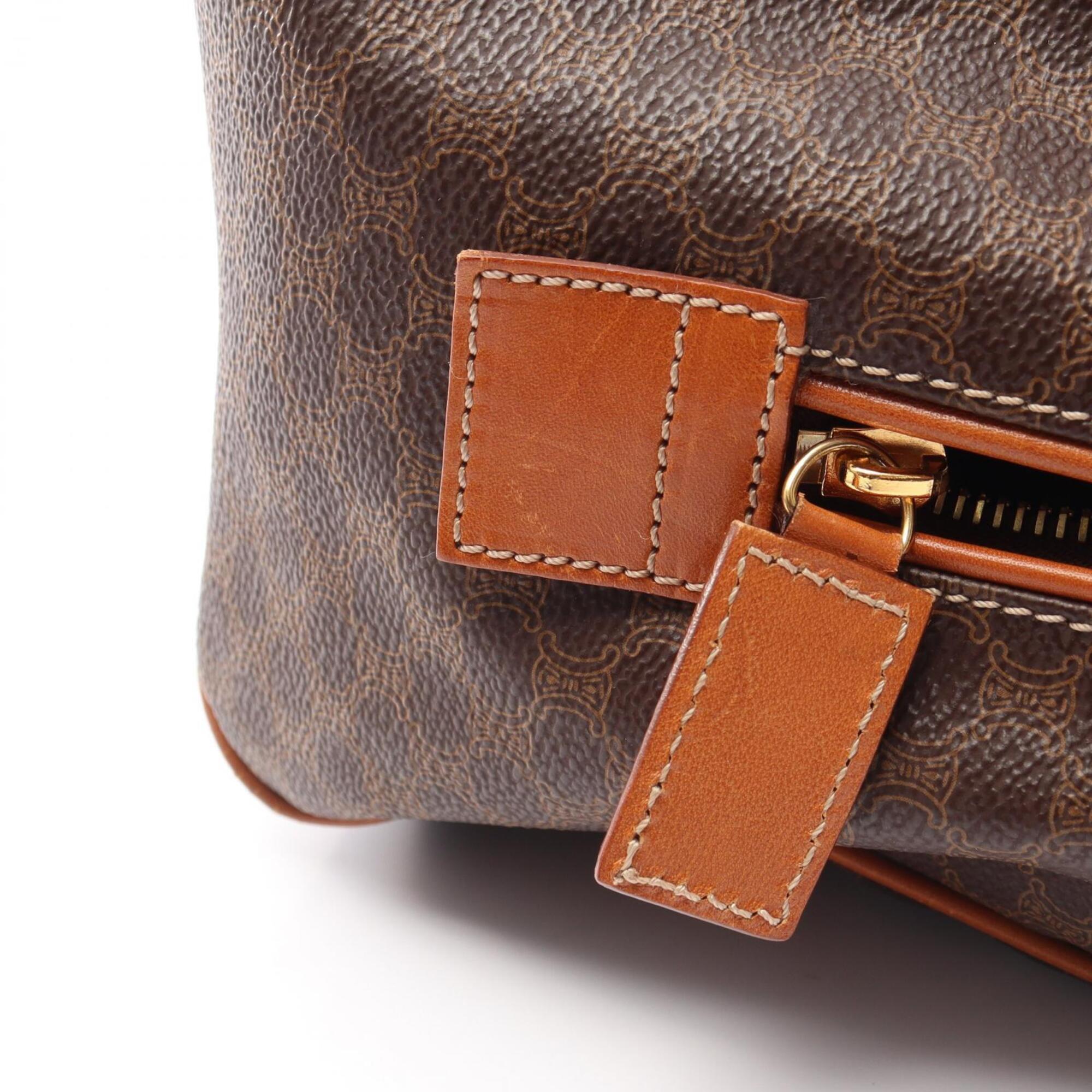 Celine Beige Brown Coated Canvas Leather Handbag (Pre-Owned)