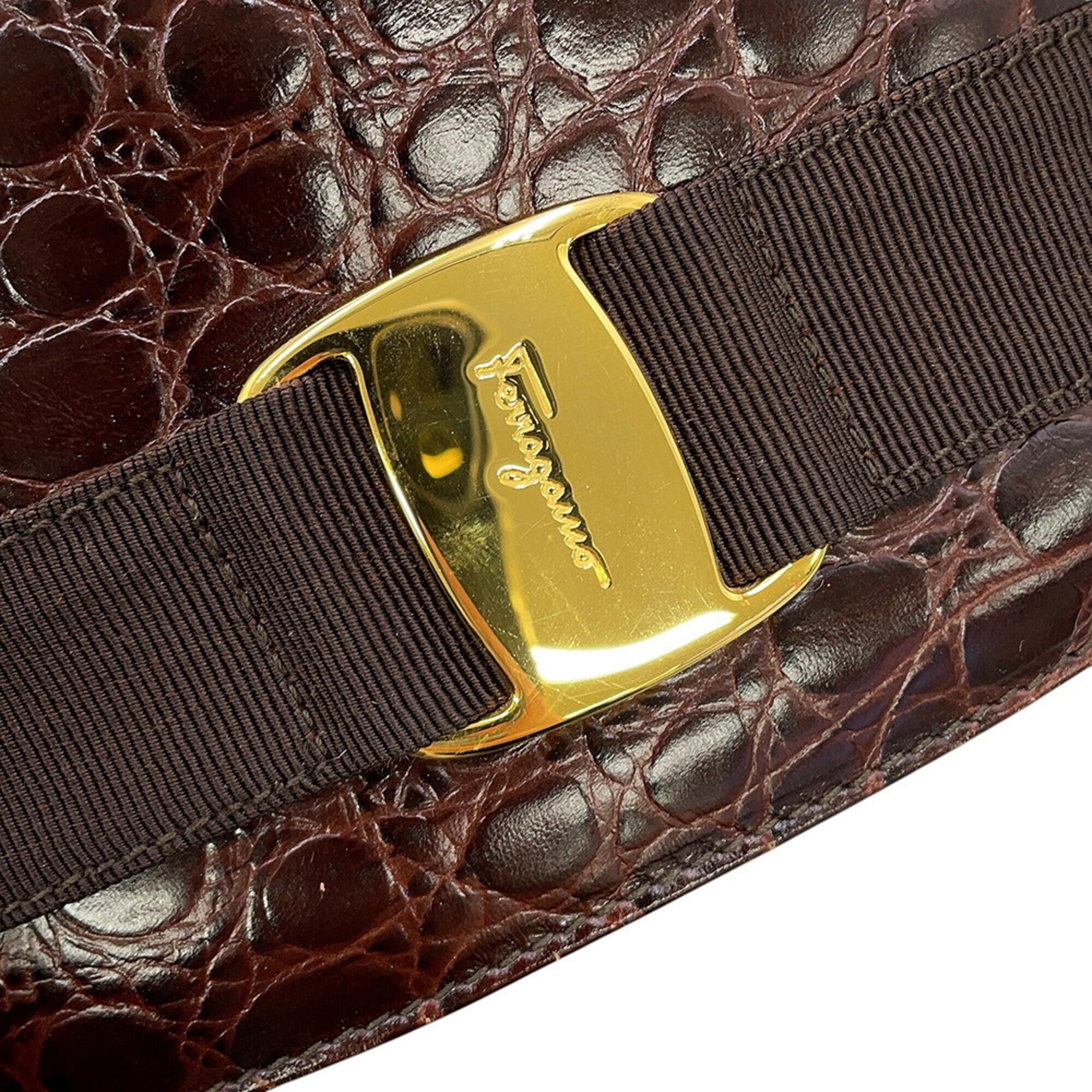 Salvatore Ferragamo Vara Brown Leather Handbag (Pre-Owned)