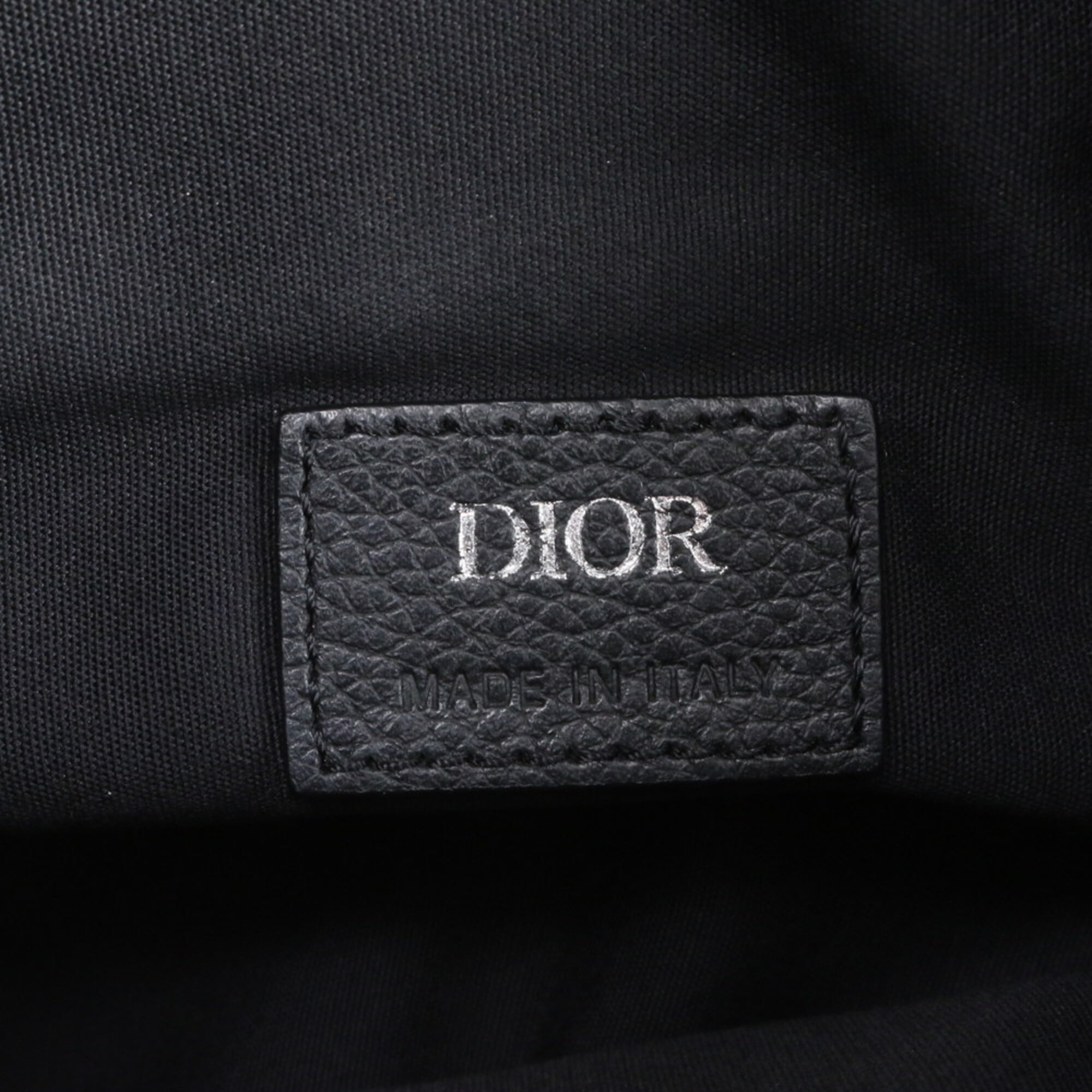 Christian Dior Black Leather Canvas Shoulder Bag Sling Bag (Pre-Owned)