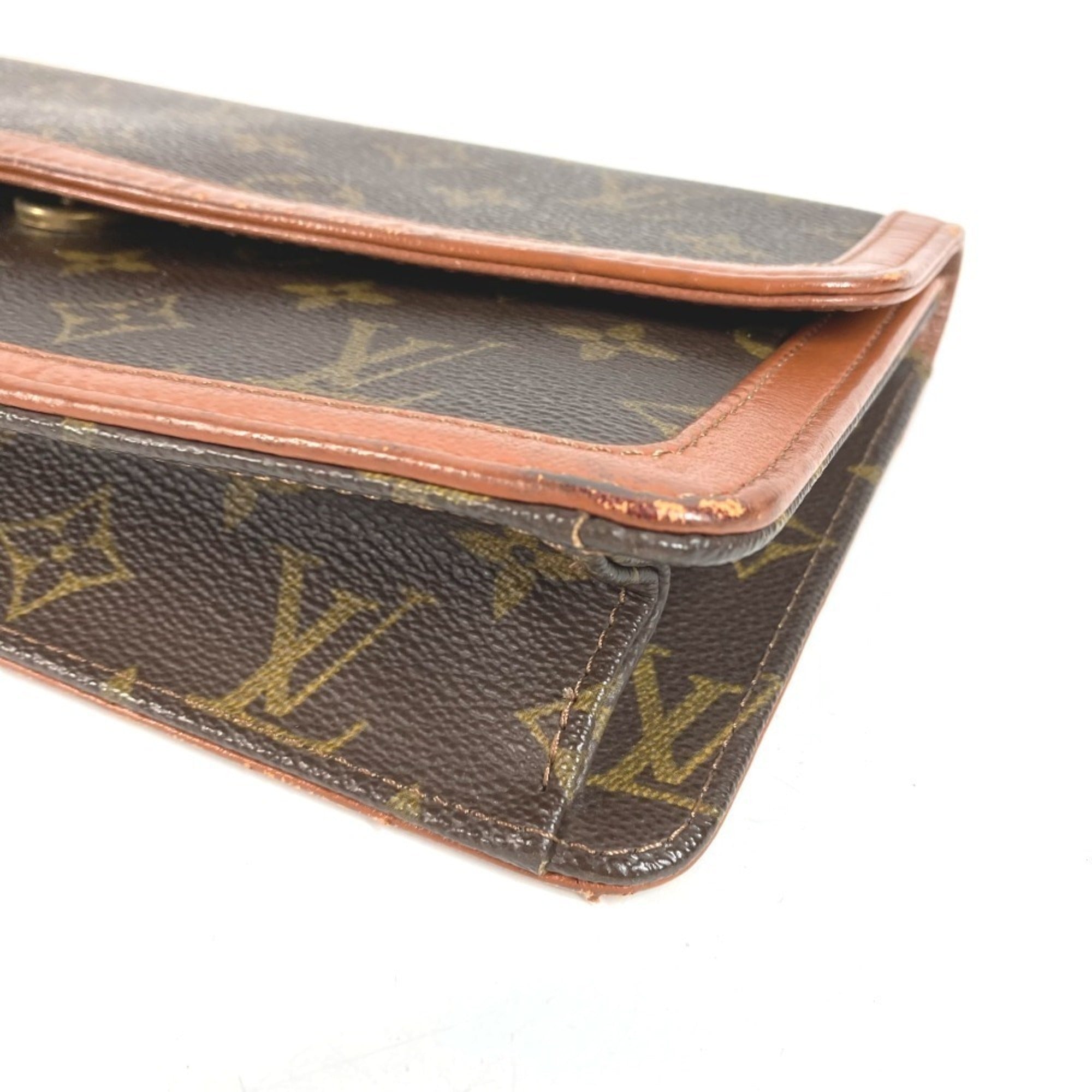 Louis Vuitton Brown Monogram Clutch Bag Handbag Pochette Pouch (Pre-Owned)