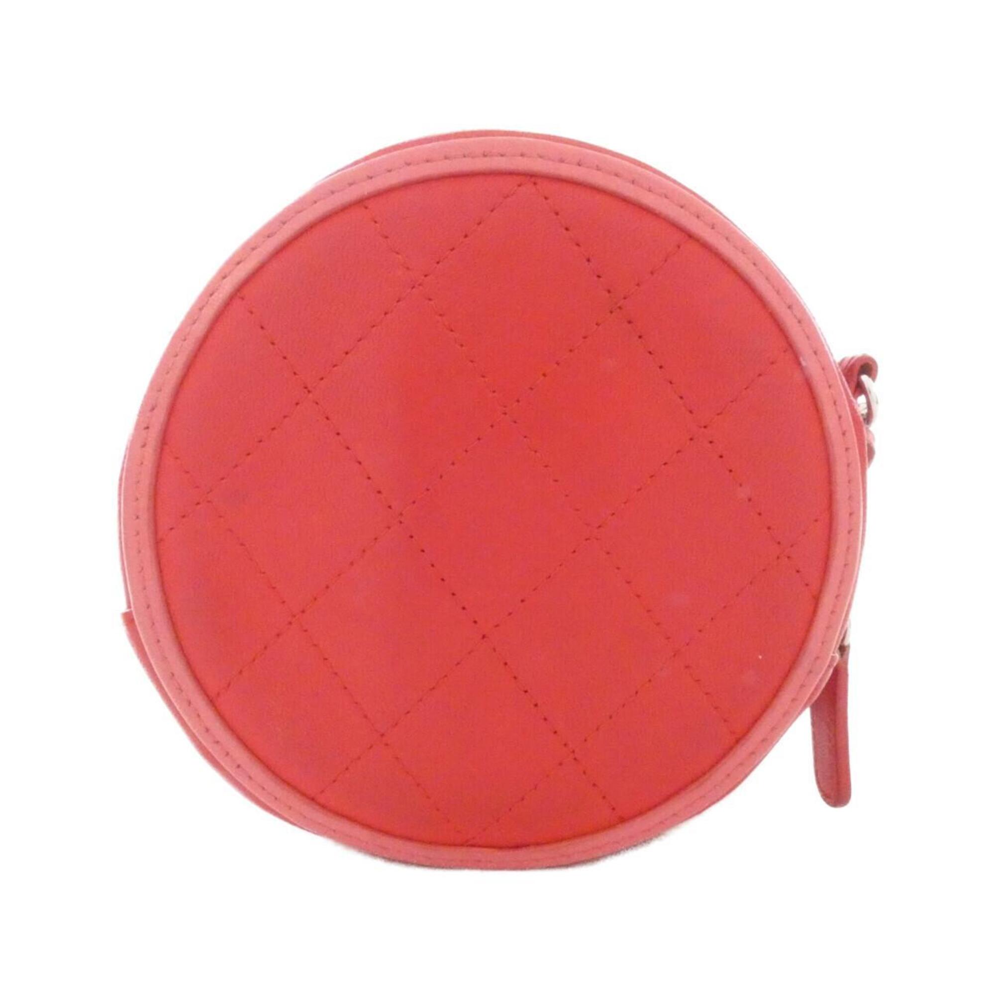 Chanel Pink Red Color Leather Shoulder Bag (Pre-Owned)